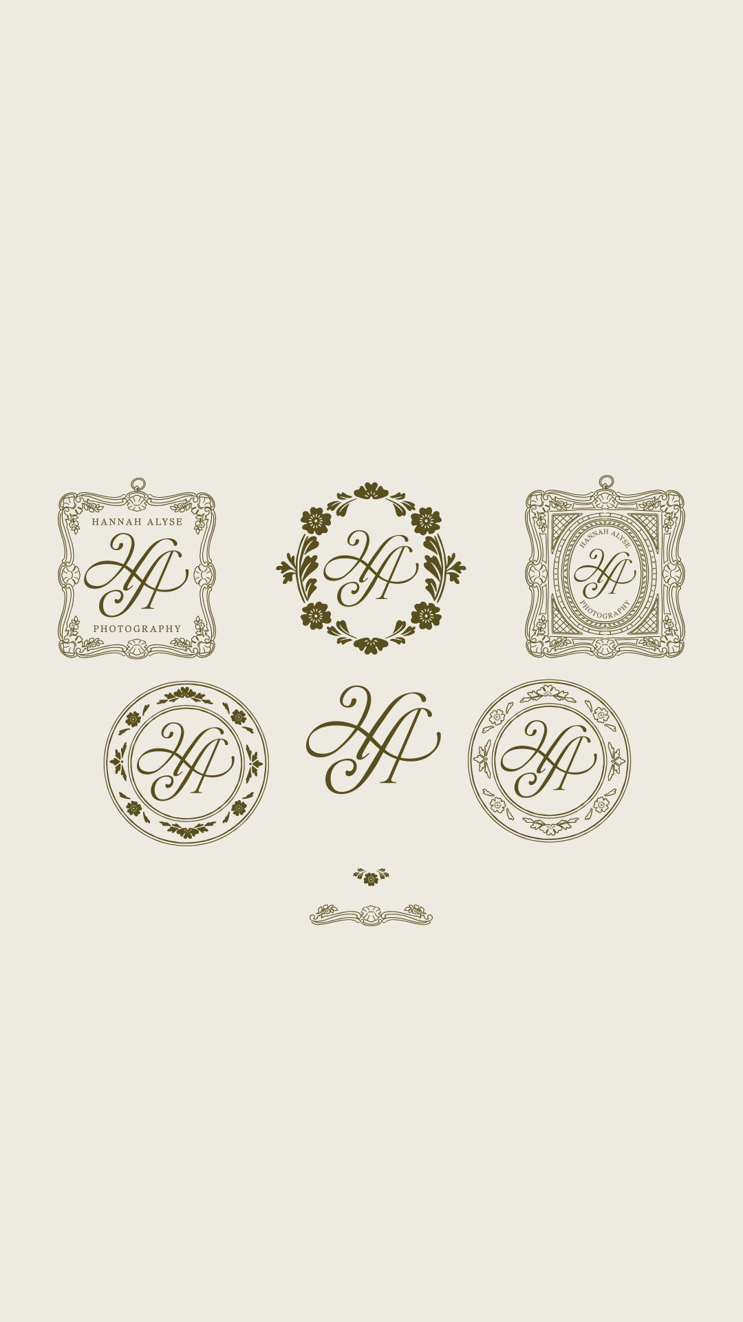 Brand mark and monogram variations, Hannah Alyse Photography visual identity