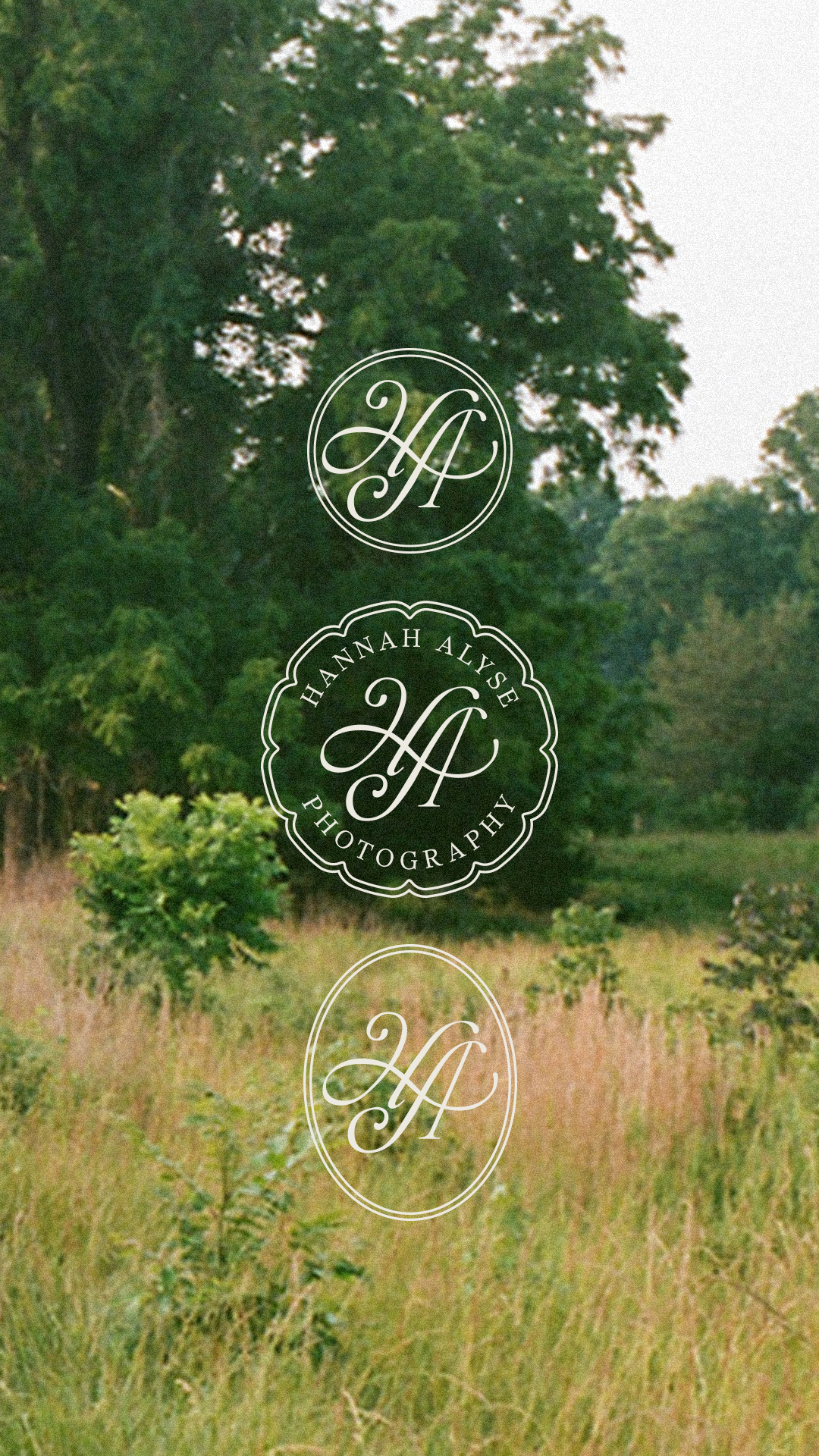 Circular badge logo designs for Hannah Alyse Photography displayed outdoors
