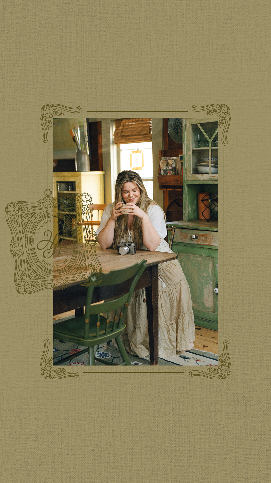 Ornate vintage photo frame brand element, Hannah Alyse Photography lifestyle imagery