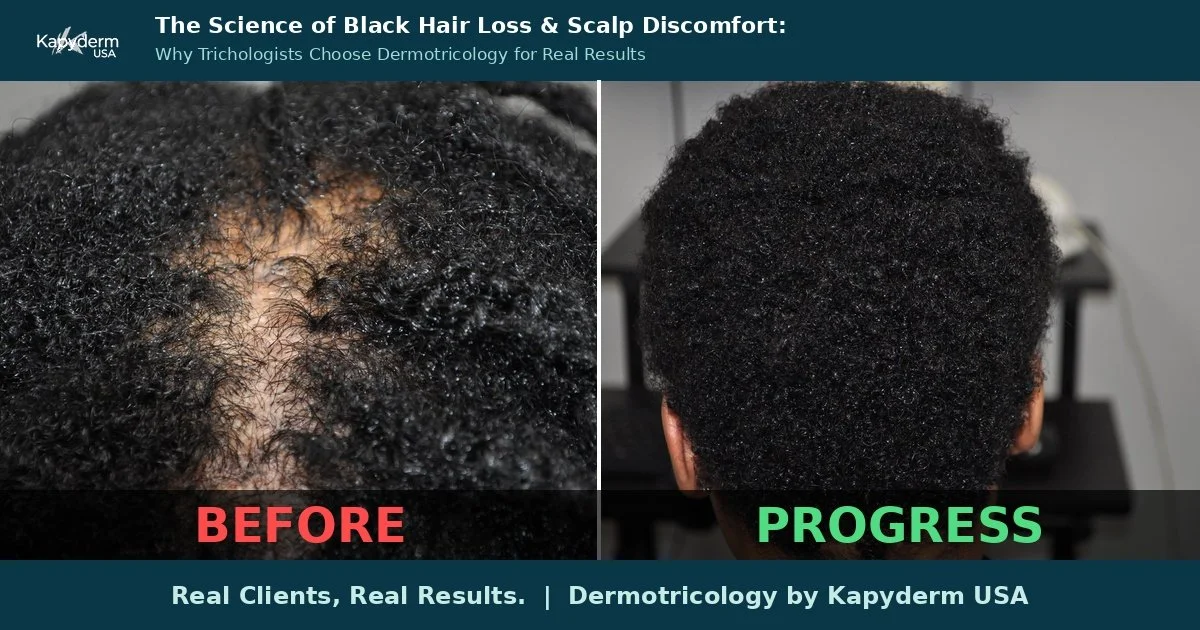 The Science of Black Hair Loss &amp; Scalp Discomfort: Why Trichologists Choose Dermotricology for Real Results