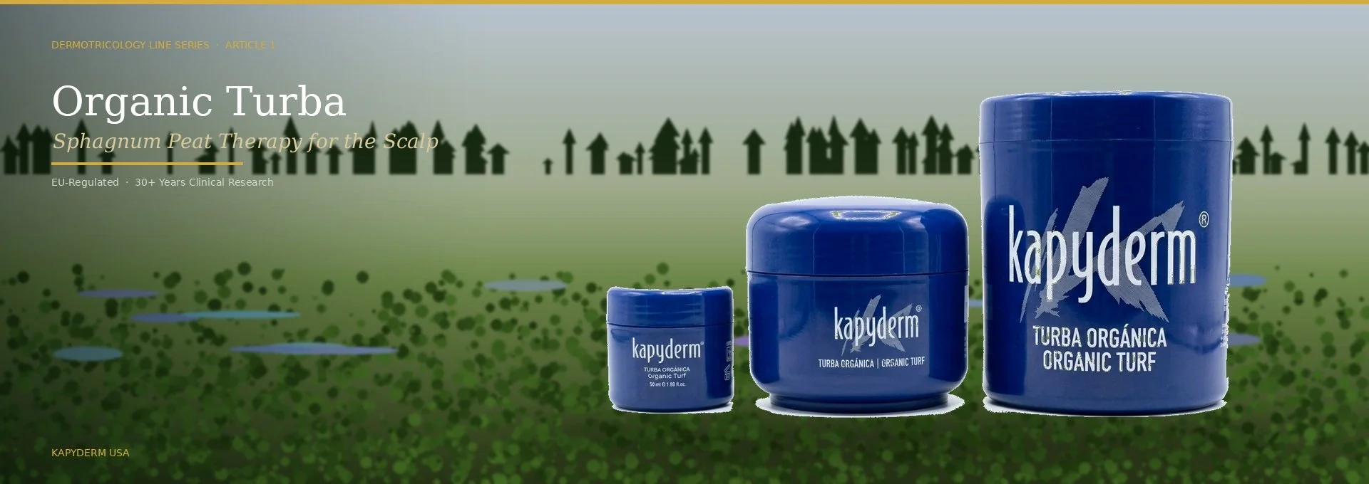 Organic Turba jars against Northern European Sphagnum bog landscape — EU-regulated sourcing