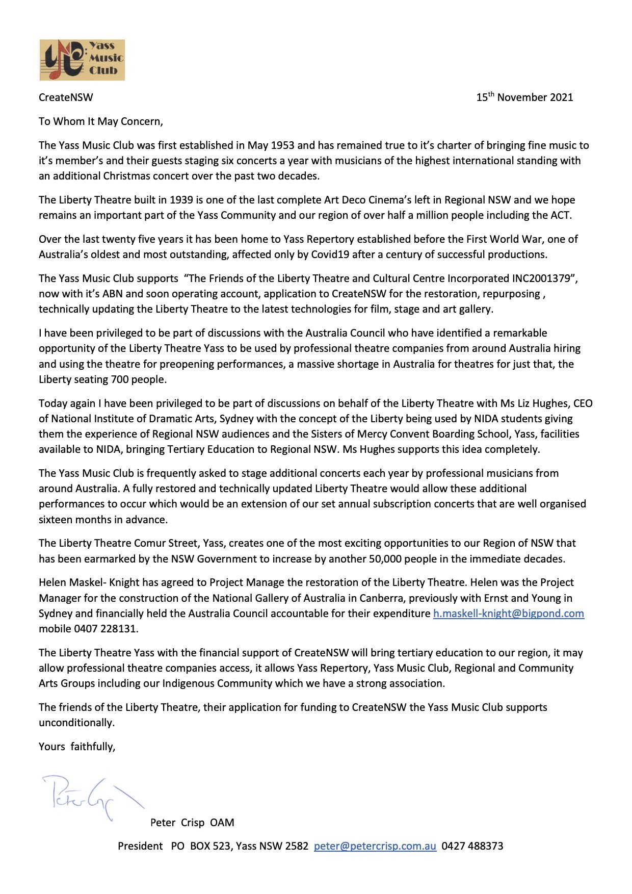 The Yass Music Club's letter of  support of the Friends of the Liberty Theatre application to CreateNSW for funding 15th November 2021[92].jpg