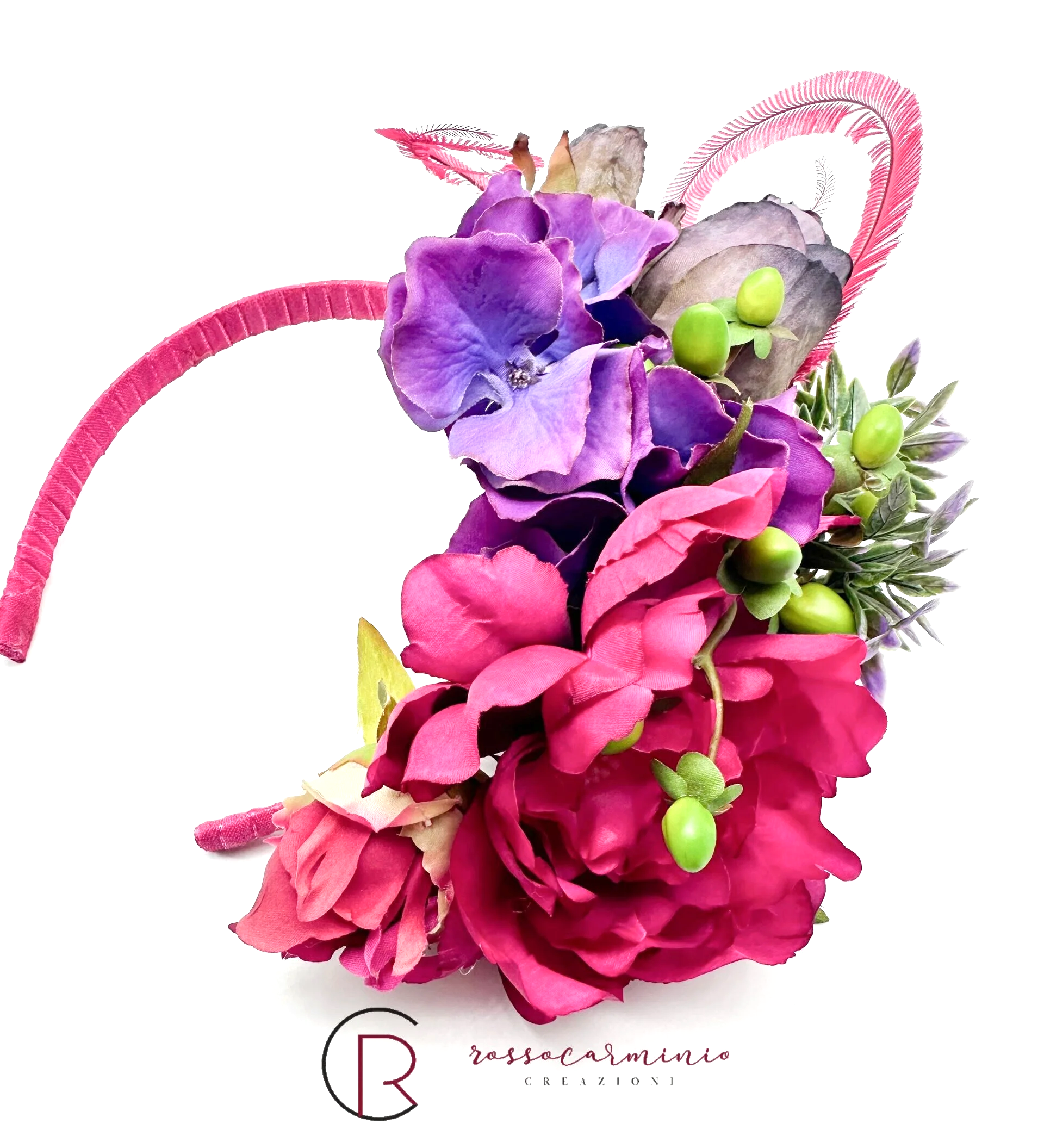 Cerchietto Primaverile Peonia ed Ortensia