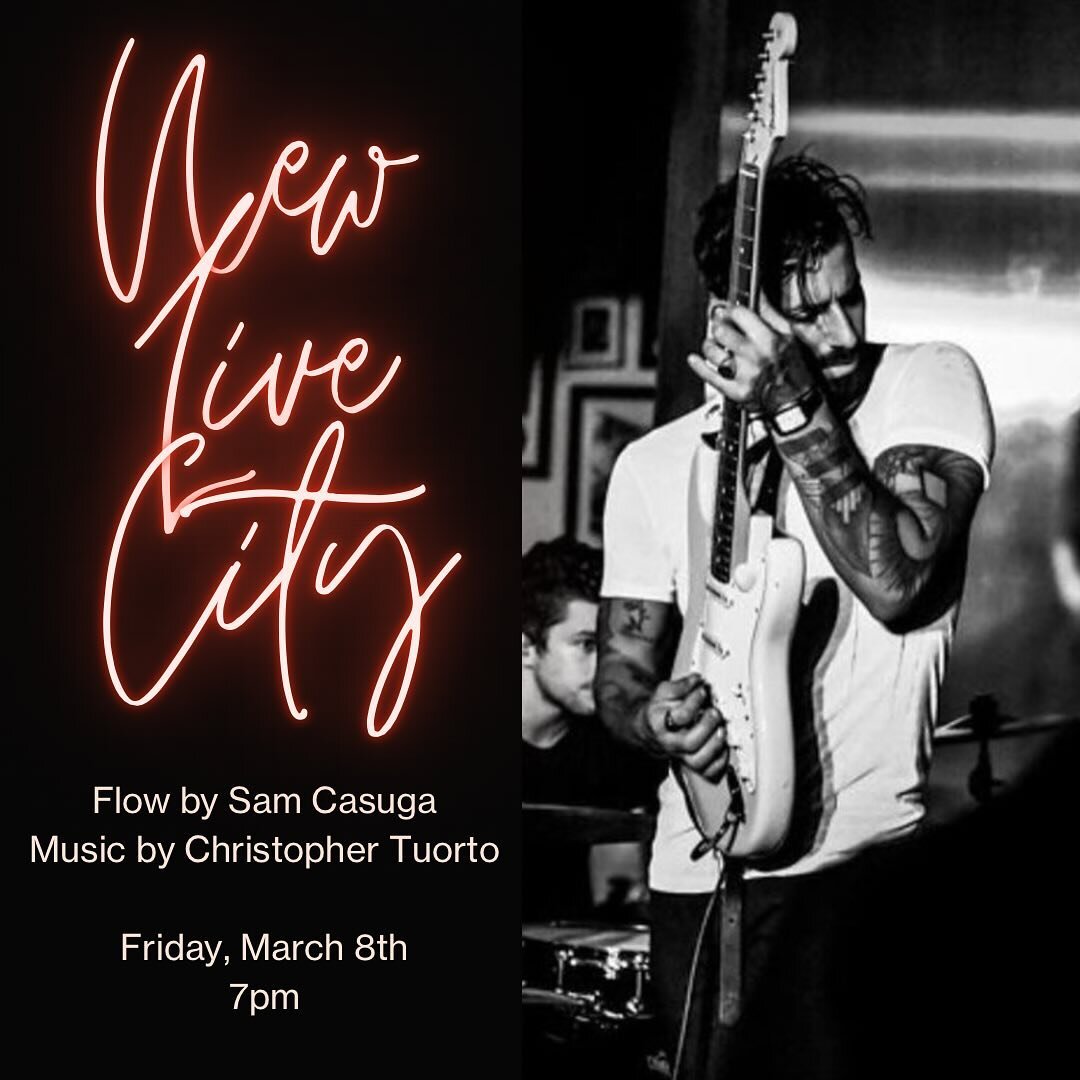 🎵New Live City 🎵
Flow by Sam Casuga Music by Christopher Tuorto Friday, March 8th 7-8pm

We&rsquo;re so excited to bring you our newest and hottest collaboration: New Live City. We&rsquo;re pairing up our amazing teachers with the most talented mus