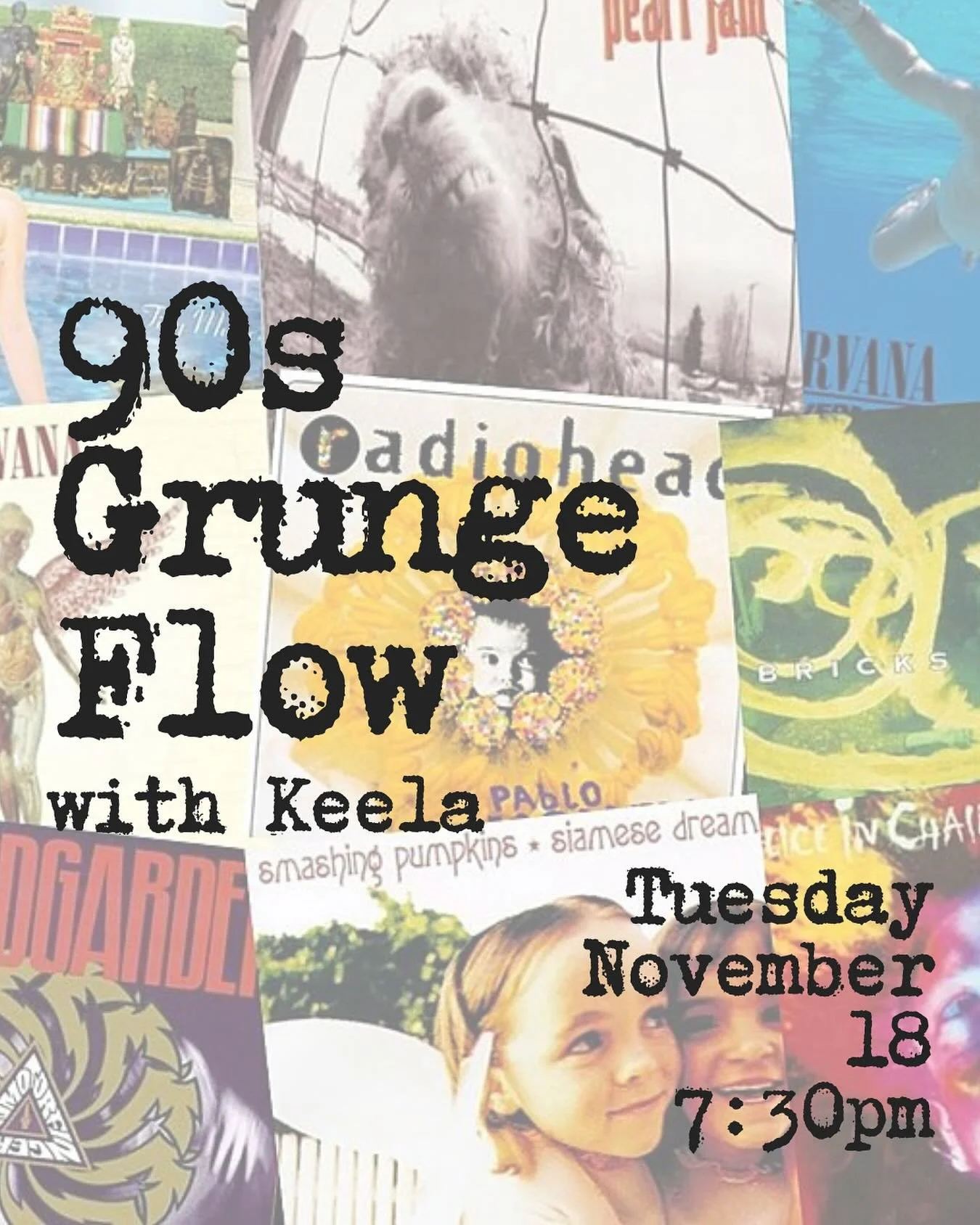 Black Hole Sun? More like Black Hole Fun! Let&rsquo;s channel our angst into this 75 minute class, set to the tunes of one of the greatest music genres to date. We&rsquo;ll listen to grunge and do a lunge, with a class that will leave you wondering &