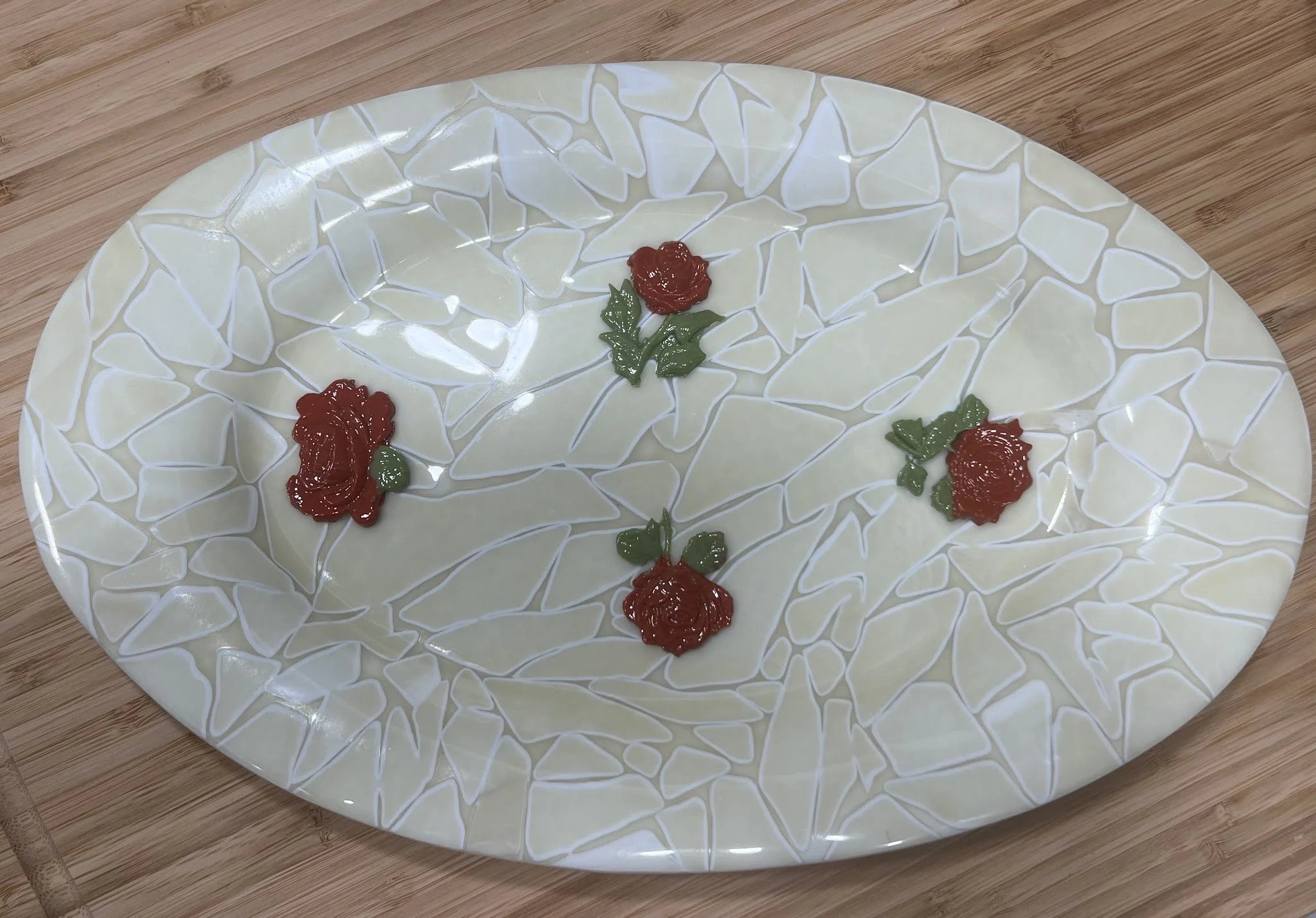 Rose kissed Ivory Serving Tray by Barbara Trower