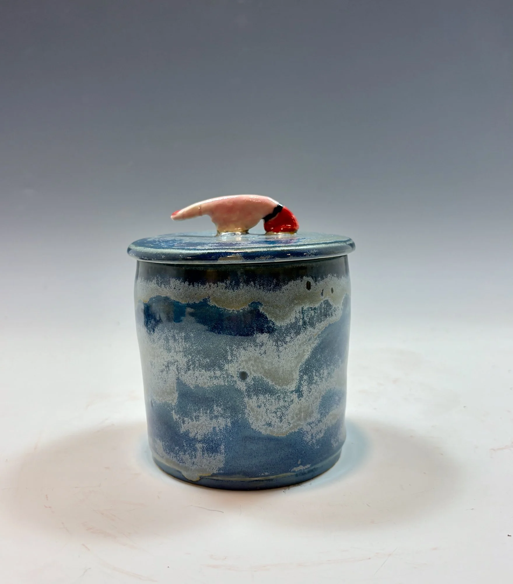 This way to the Beach Lidded Jar by Theresa Knight McFadden