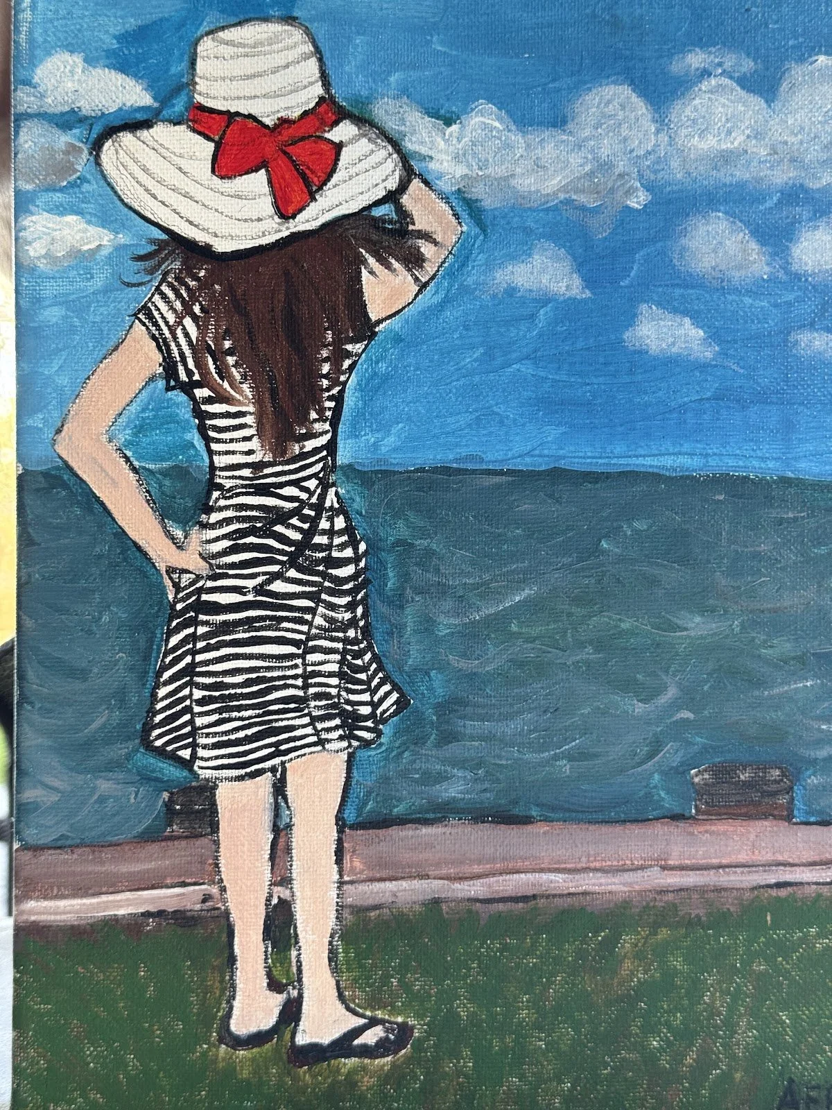 Girl Overlooking Bay by Anne Phelps