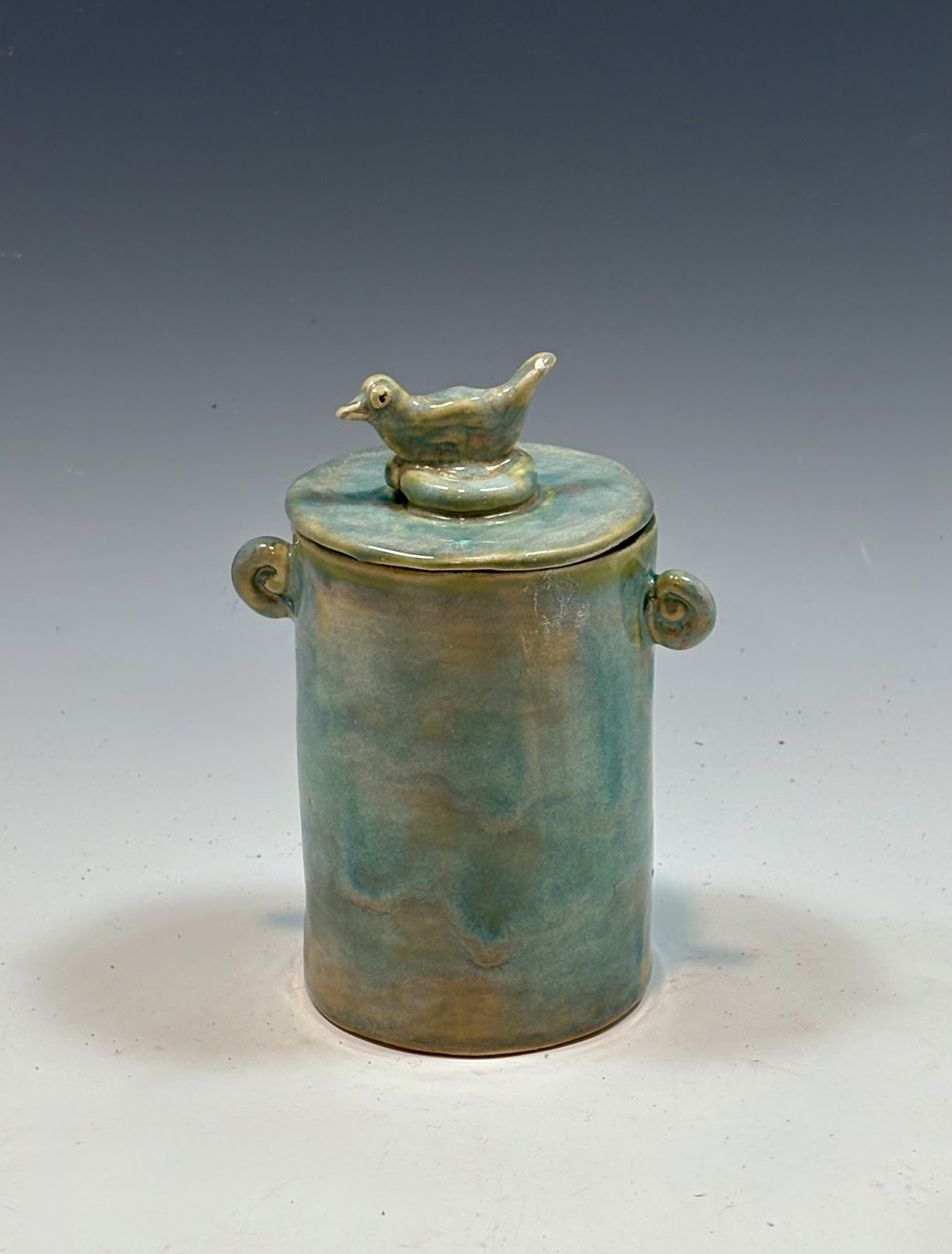 Lidded Jar w/ Bird Ornament by Theresa Knight McFadden