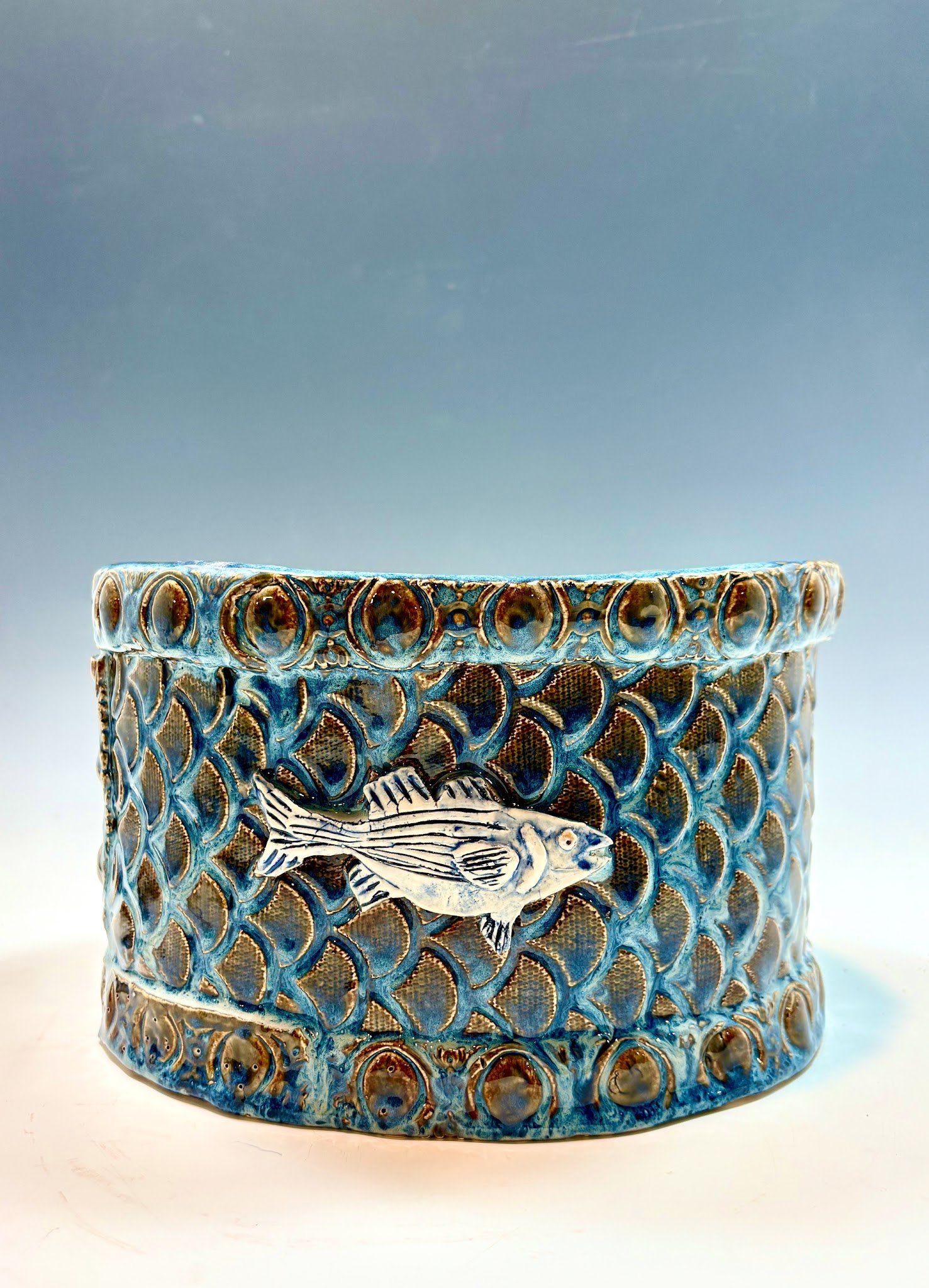Oval Vessel with Fish by Theresa Knight McFadden