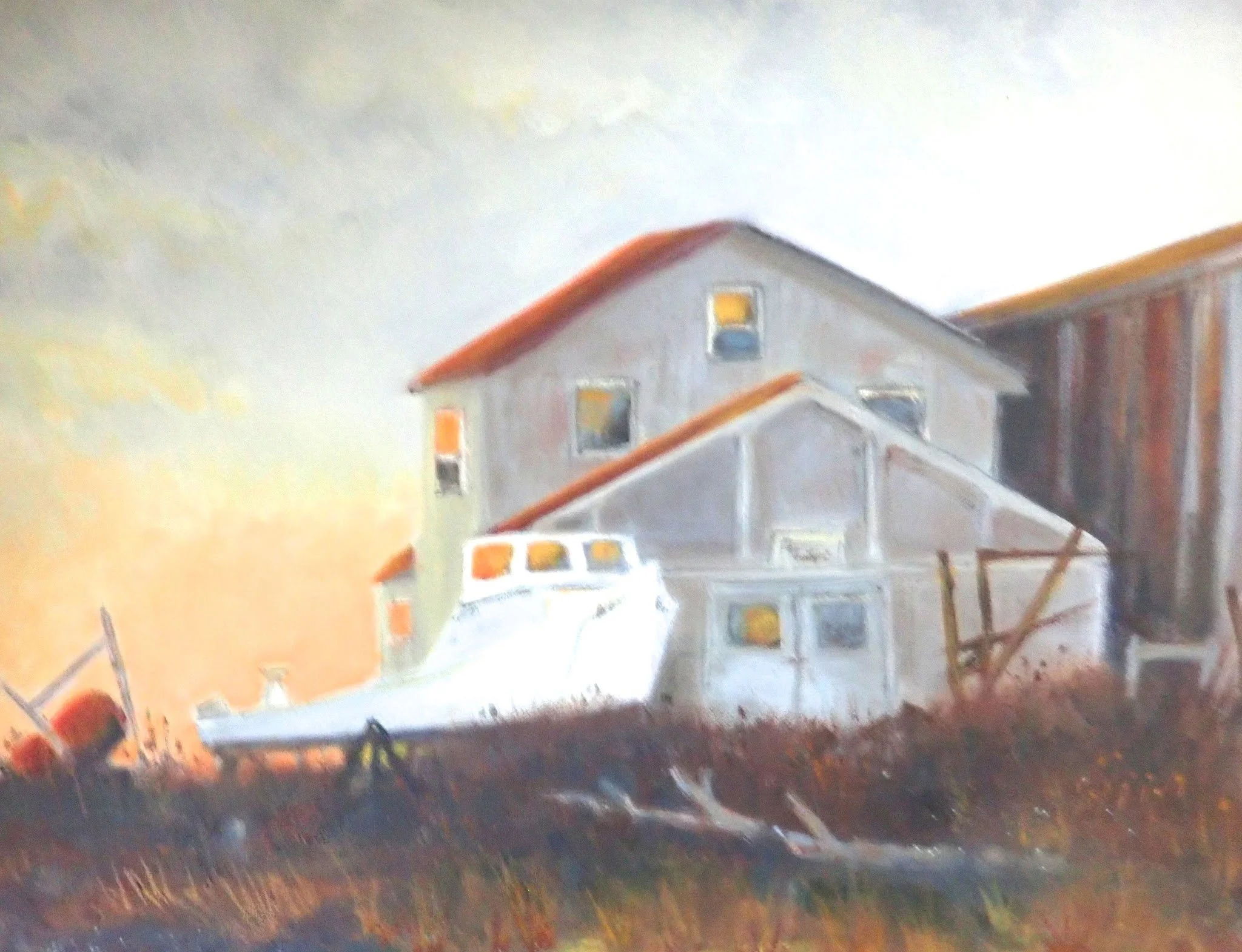 Winter Morning, Rhodes Pt Boat Yard by Diane Stoecker