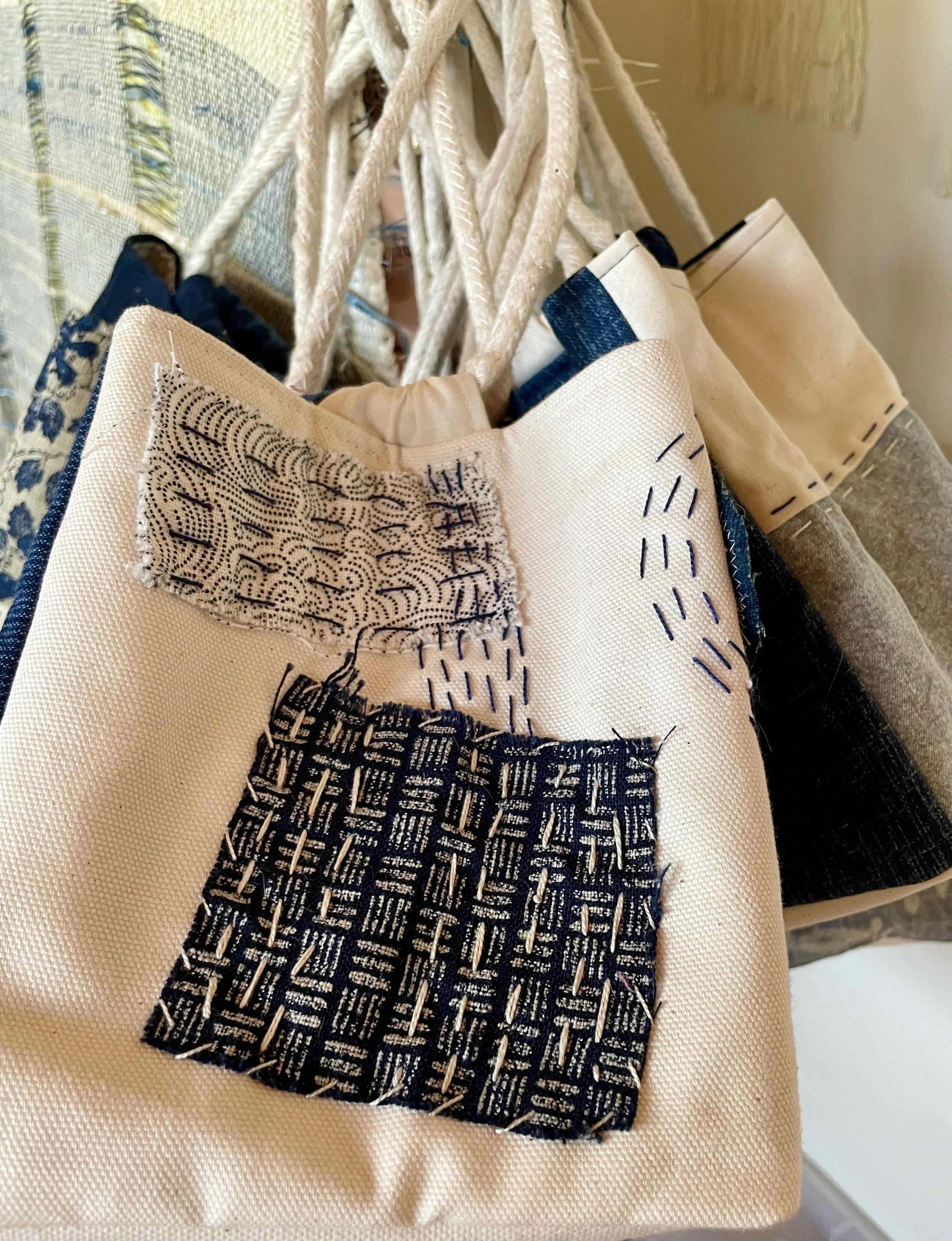 sashiko stitch rice bags