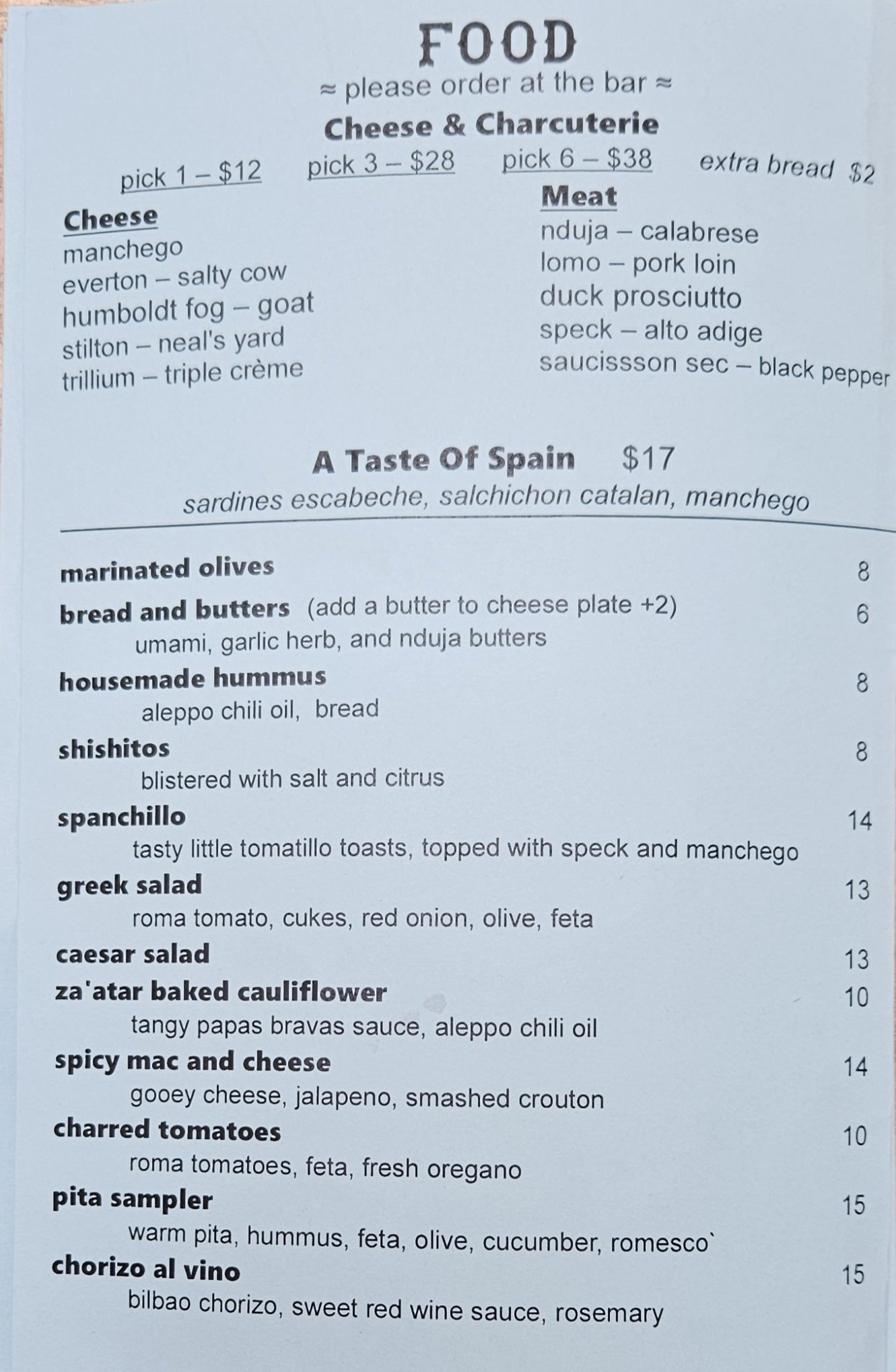 menu los angeles —