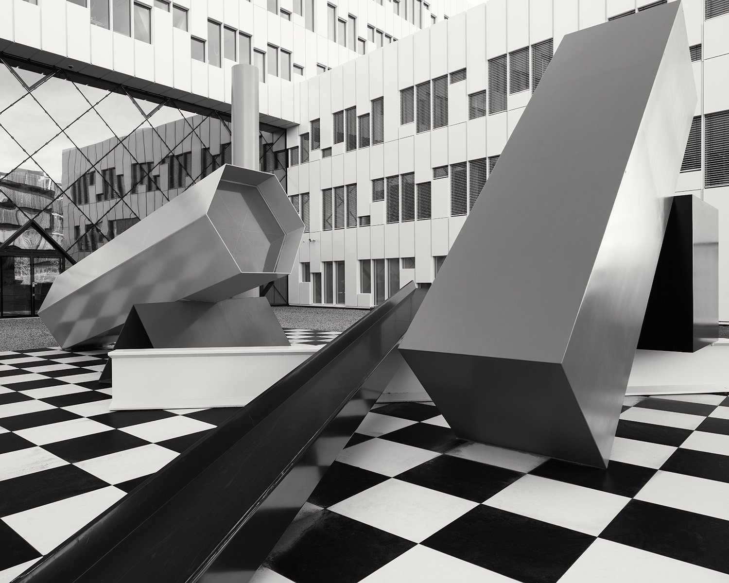 Checkerboard Sculpture - bw
