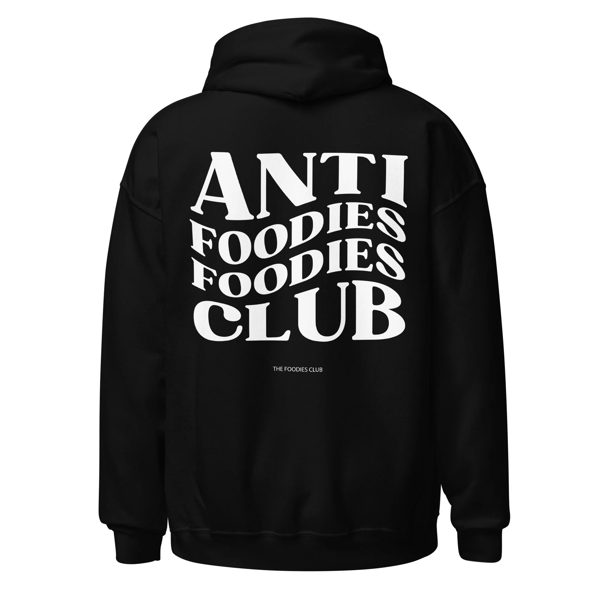 Hoodie black Anti Foodies Foodies Club — logo nas costas — merch The Foodies Club