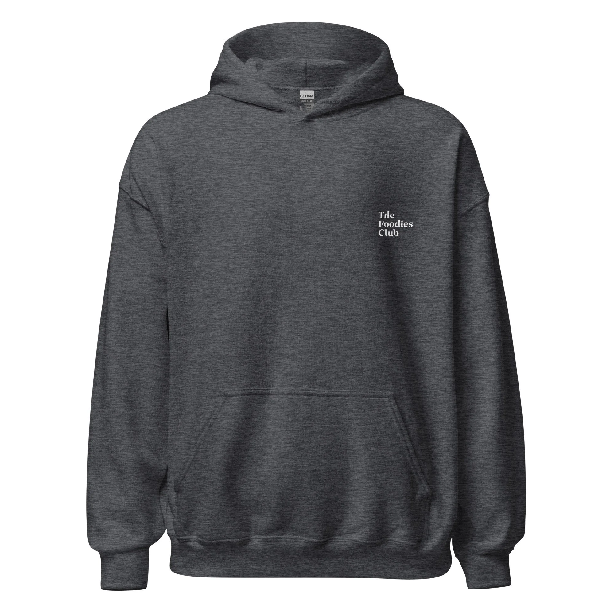 Hoodie dark heather Anti Foodies Foodies Club — logo na frente — merch The Foodies Club