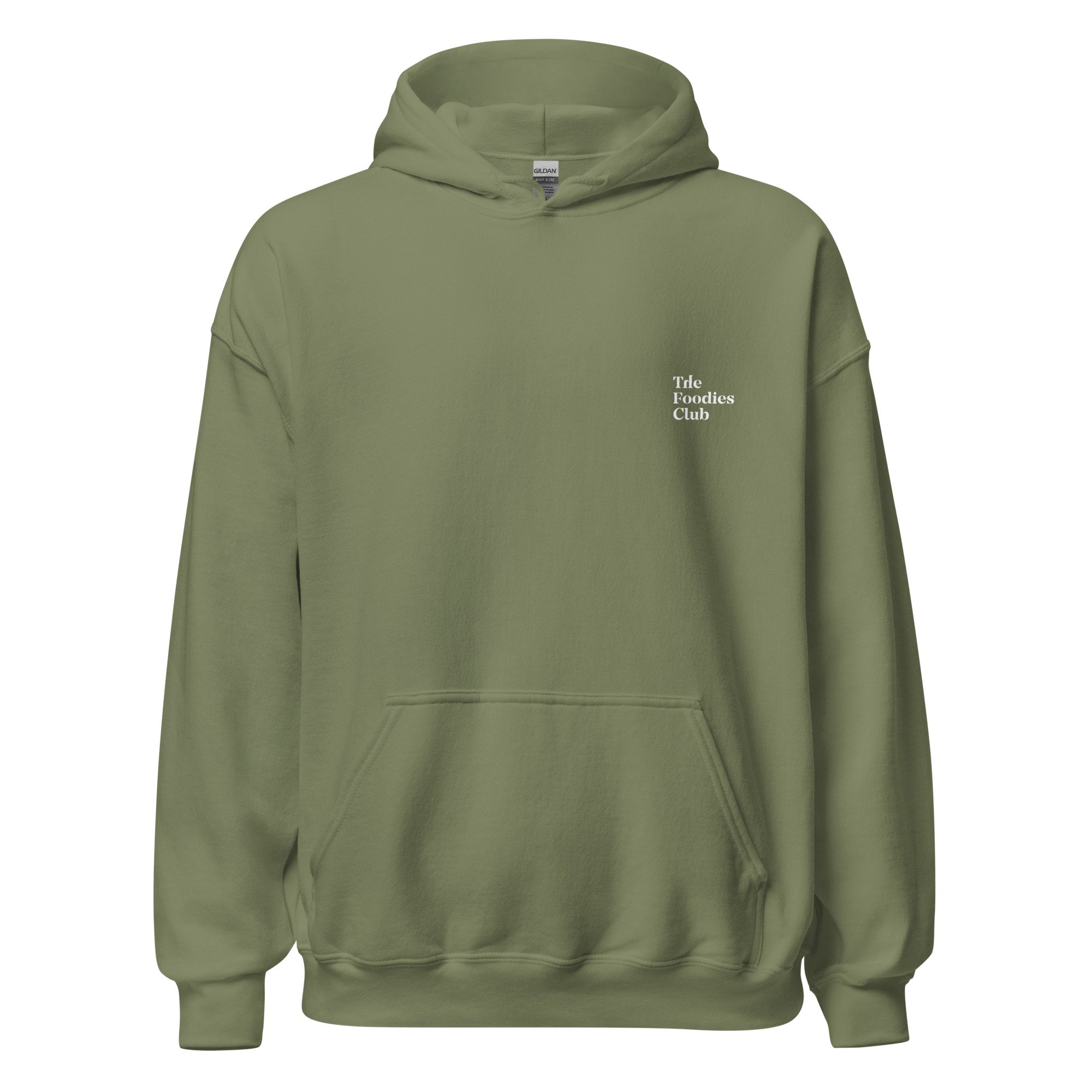 Hoodie military green Anti Foodies Foodies Club — logo na frente — merch The Foodies Club