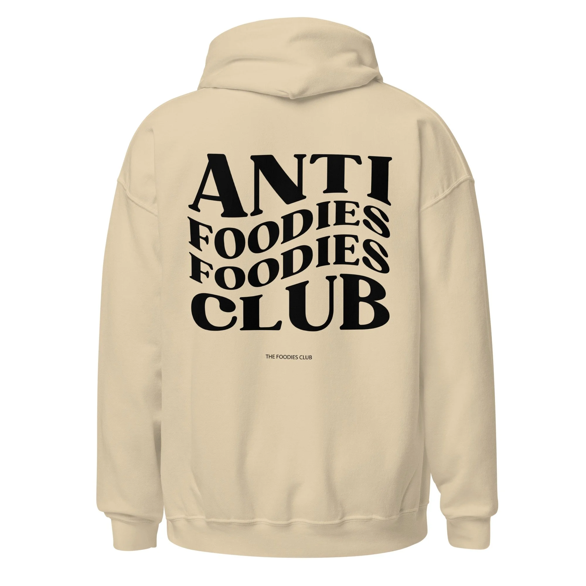 Hoodie sand Anti Foodies Foodies Club — logo nas costas — merch The Foodies Club
