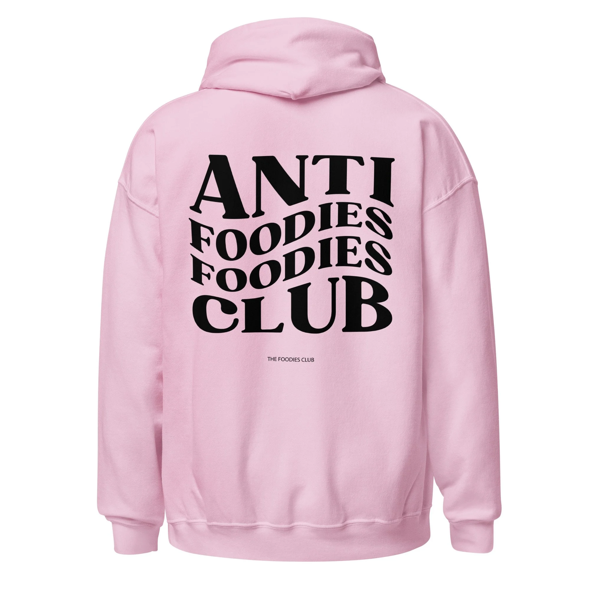 Hoodie light pink Anti Foodies Foodies Club — logo nas costas — merch The Foodies Club