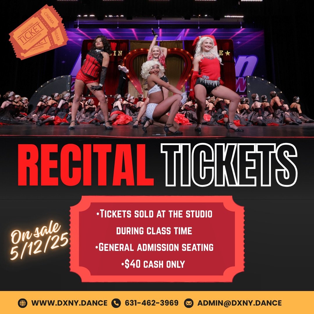 The recital is just around the corner! Tickets will be available for purchase during regular class time beginning Monday, May 12th, 2025. $40 cash only with general admission seating!

We can&rsquo;t wait!! 
Reminder recital is:
Saturday, June 7th at