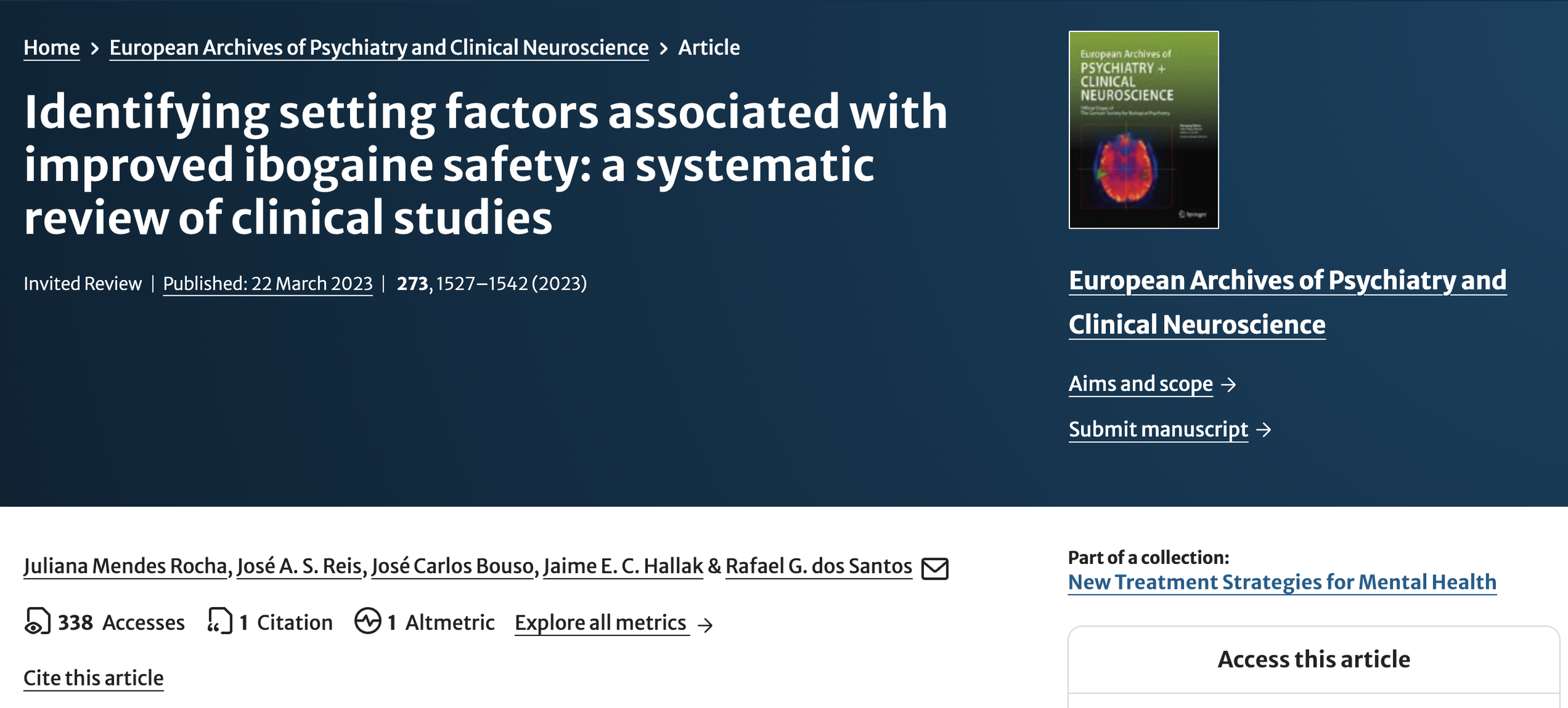 European Archives of Psychiatry and Clinical Neuroscience  (2023)