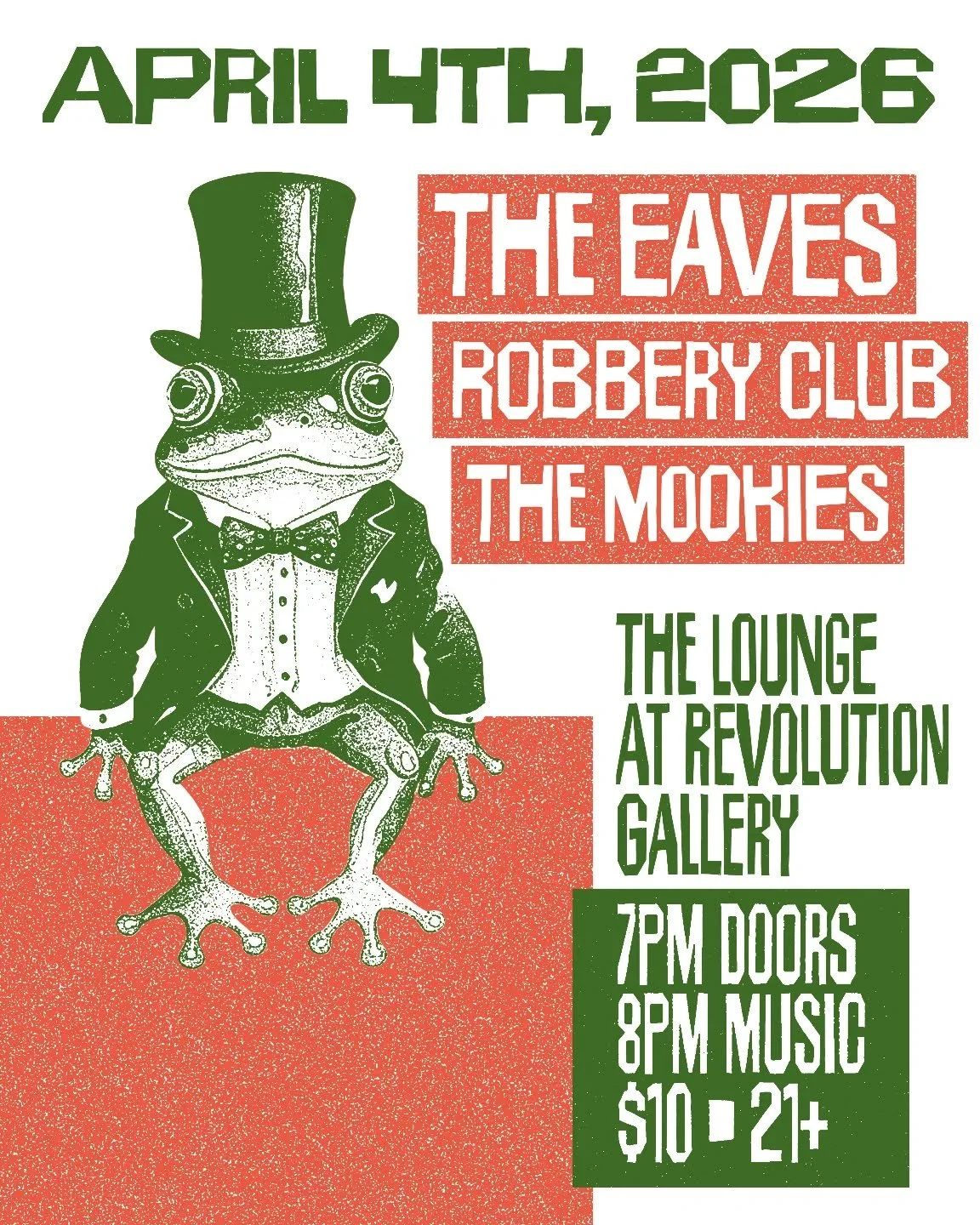 🎩🐸 We are less than a week away! 🐸🎩

But first! We are so thankful 🙏to have @themookiesband step in and join us and @robberyclub at @revolutiongallerylounge this coming Saturday!

Unfortunately @lower.pony had to drop but we wish them the best a