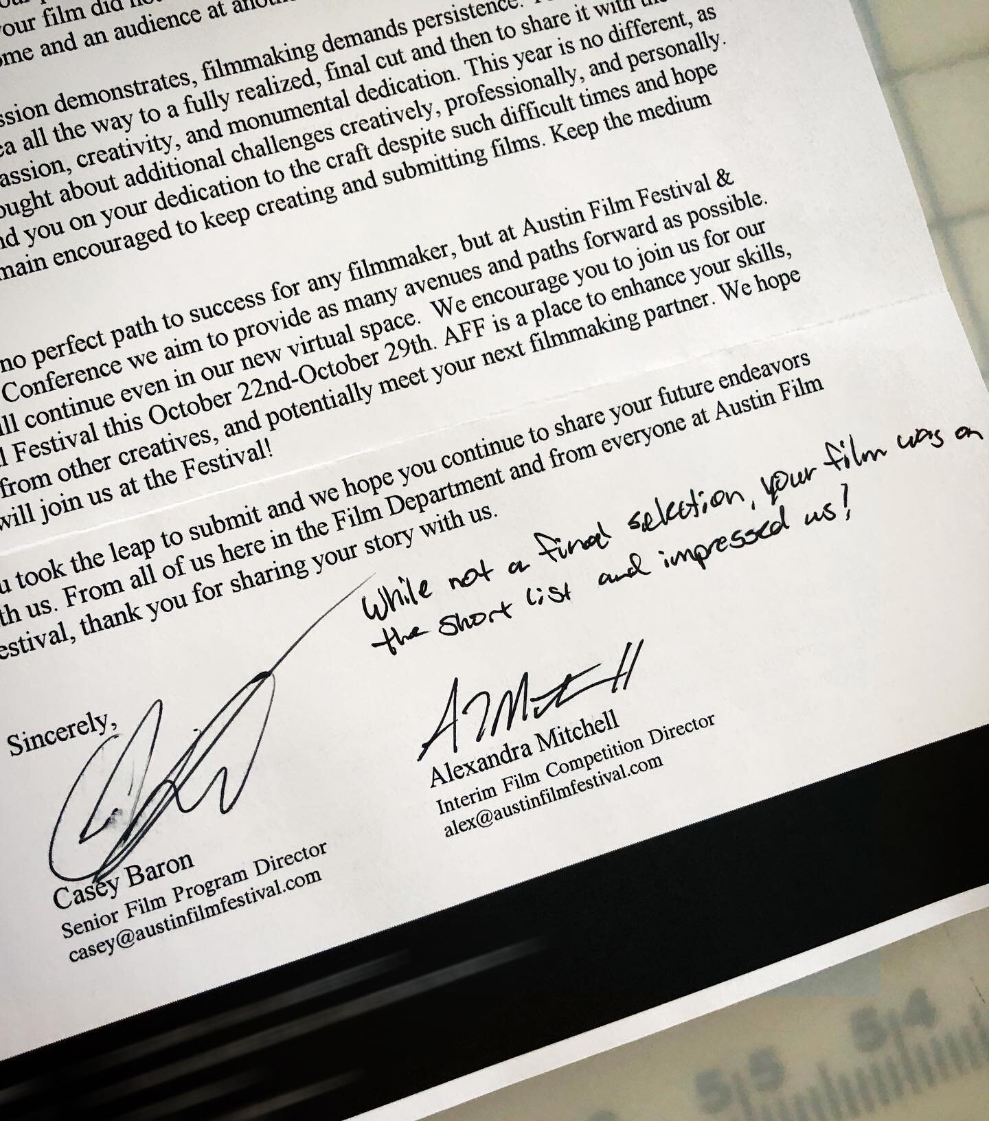 One of the nicest rejection letters we&rsquo;ve gotten yet. Hearing feedback like this never gets old. 💙📽☺️

Full of gratitude after our big festival run in September &mdash; DaVinci, HorrorHound, NOLA Horror, Out On Film Atlanta, and hometown favo
