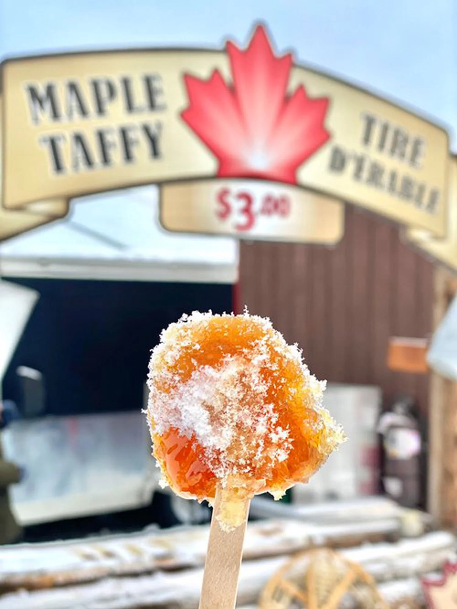 Maple taffy on snow Ottawa Winterlude