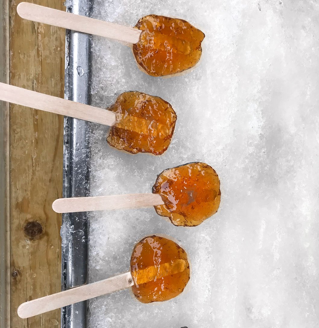 Maple taffy on snow Stanley's Olde Maple Lane Farm Ottawa sugar shacks