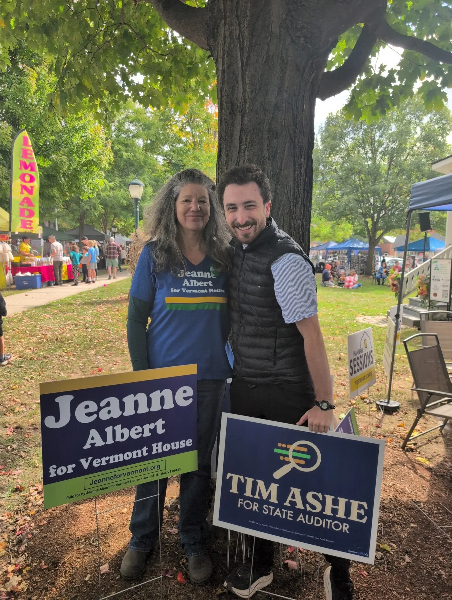 Team Tim was at the Bristol Harvest Festival today talking to Vermonters about health insurance costs and eating apple turnovers. Thanks to @jeanne4house for throwing her hat in the ring for State House. 🍎 🍂 

#bristolvt #harvestfestival #election2