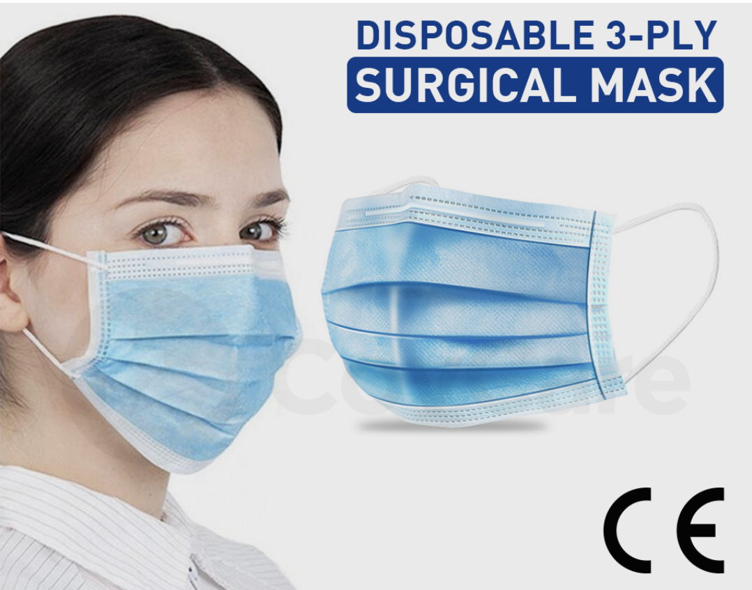 Surgical Face Mask - Coronavirus Protection - CE Certified Disposable 3-Ply Surgical Face Mask