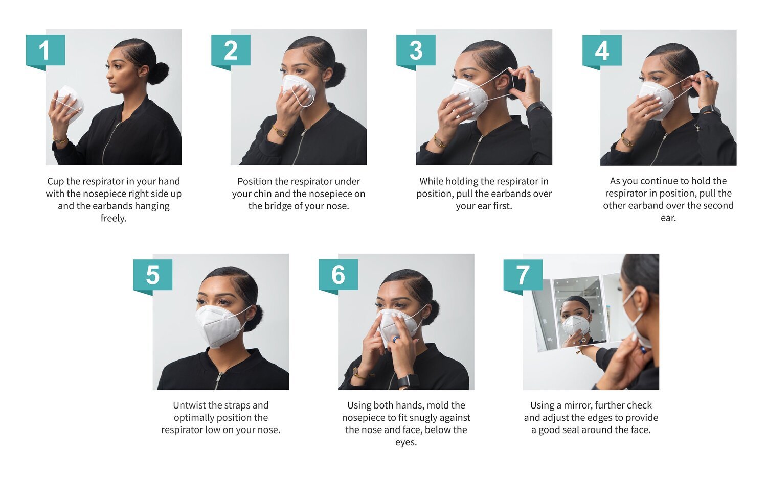 How to wear Black KN95 masks properly, fitting KN95 mask, wear a KN95 mask instructions