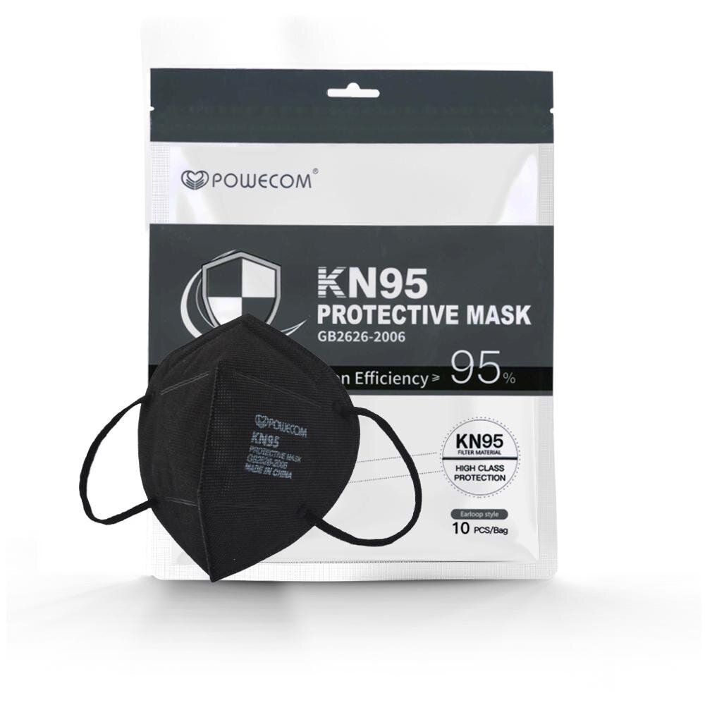 Black KN95 Face Mask - Powecom - CE Certified - FDA Authorized