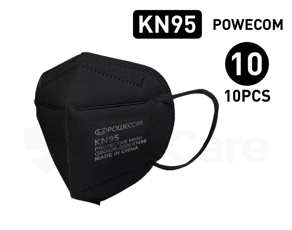 [Pack of 10] FDA EUA, Black POWECOM KN95 Respirator Face Mask