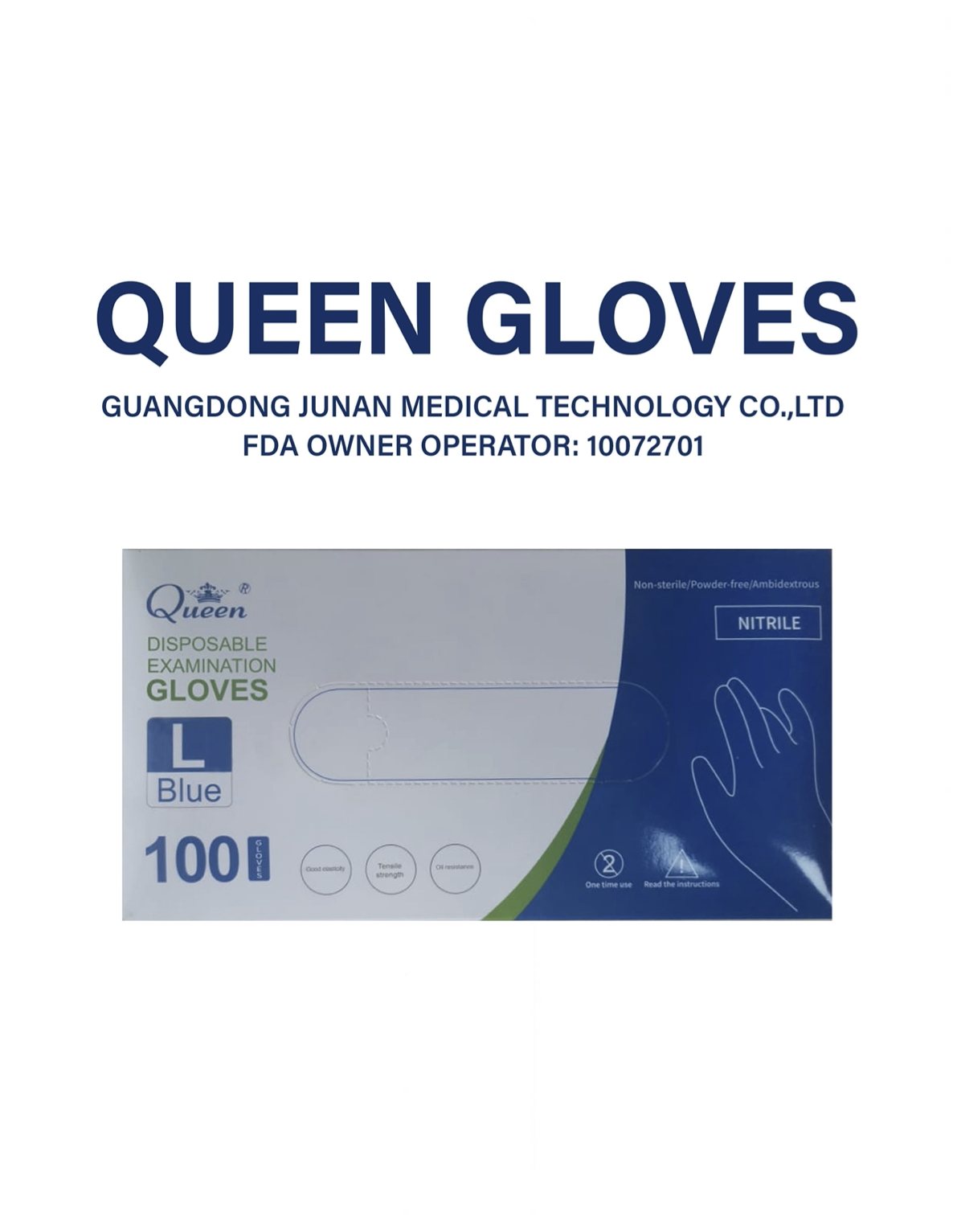 Queen Nitrile Examination Gloves Certification