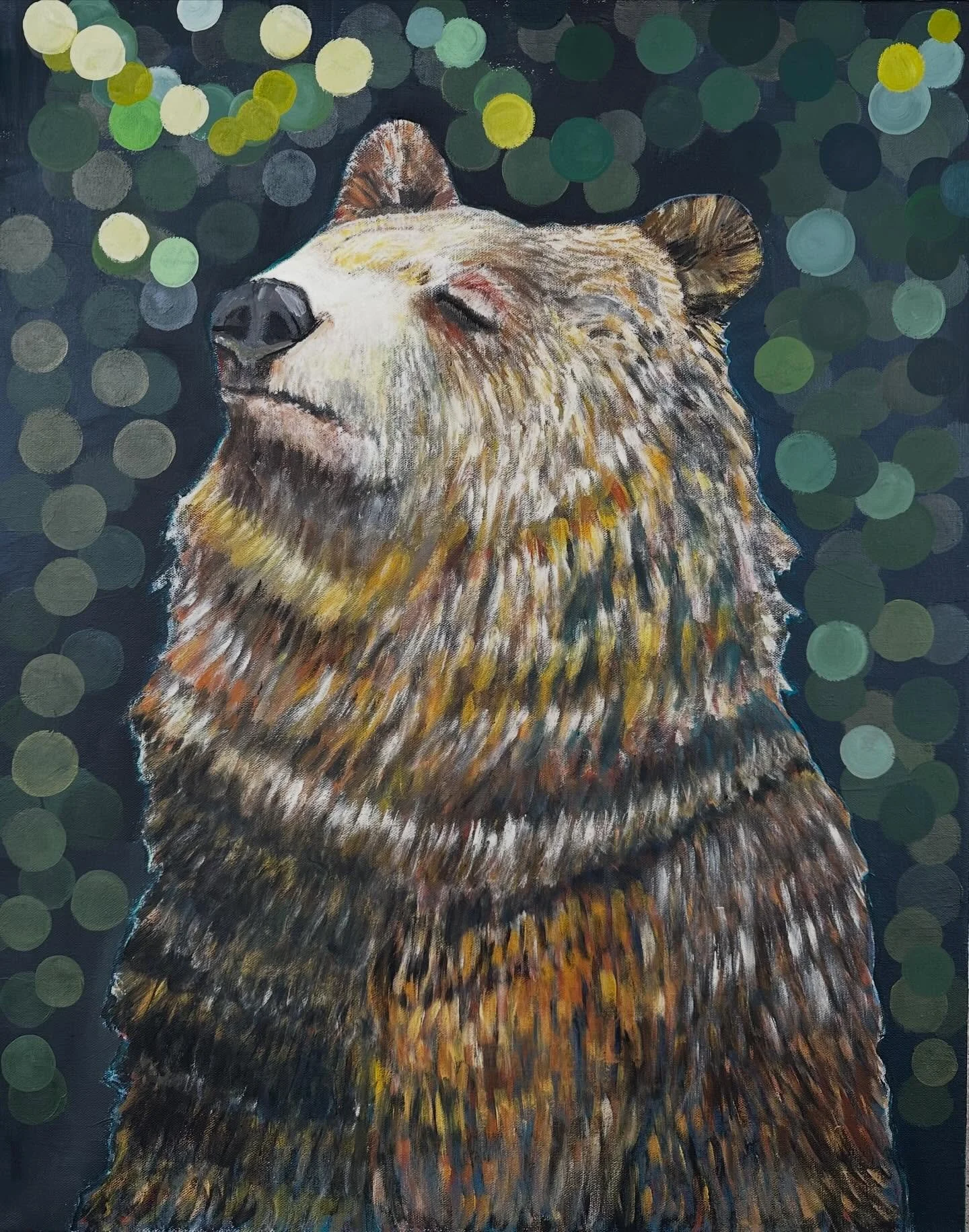 Scented Serenity
 (the proud bear )
24x30 inch
Canvas

This painting was created
with deep gratitude for the peace and the great nature that surround me.

Today, a truly wonderful person
welcomed this painting into their life.
My heart is full. 🤍

M