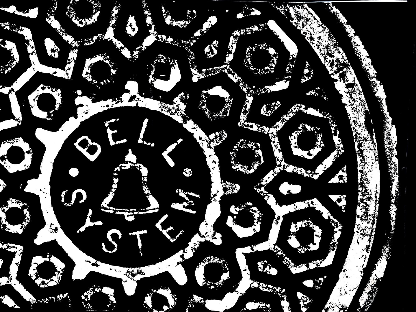 MANHOLE COVER SERIES: 8 BELL SYSTEM - BLACK ON WHITE