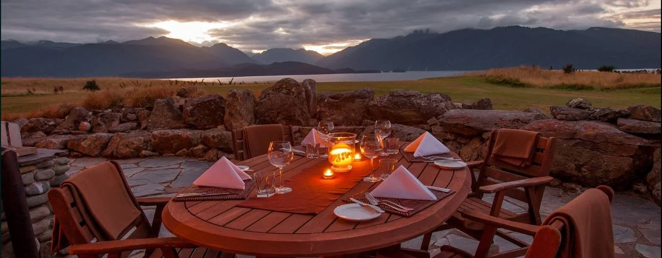 Evening dining, Fiordland Lodge