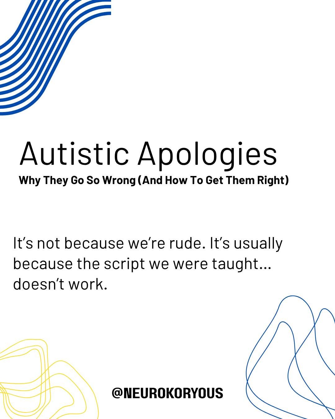 This comes up all the time in therapy.

Learning how to apologize (like, actually apologize) is one of the fastest ways to stop spiraling, over-explaining, defending, or giving a full TED Talk on your intentions.

We&rsquo;re so used to apologizing f
