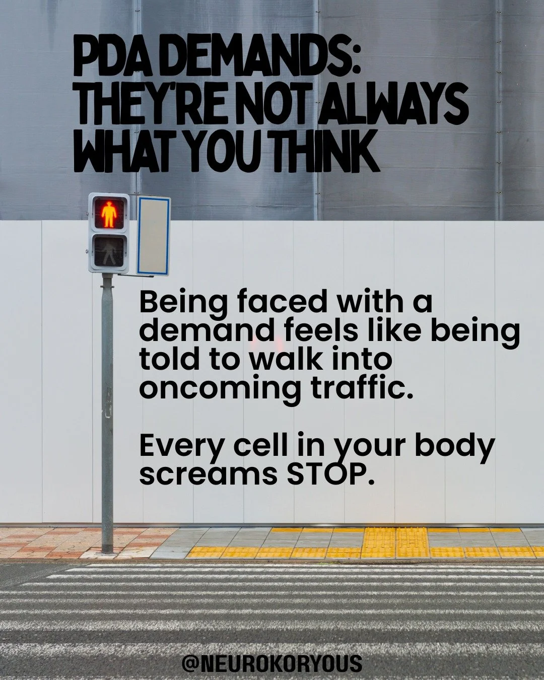 People assume PDA is about refusing to do unpleasant things. Chores. Homework. Tasks you don't want to do.

But PDA can affect your ability to do ANYTHING...including things you actively want to do.

Having a demand placed on you, any demand, feels l