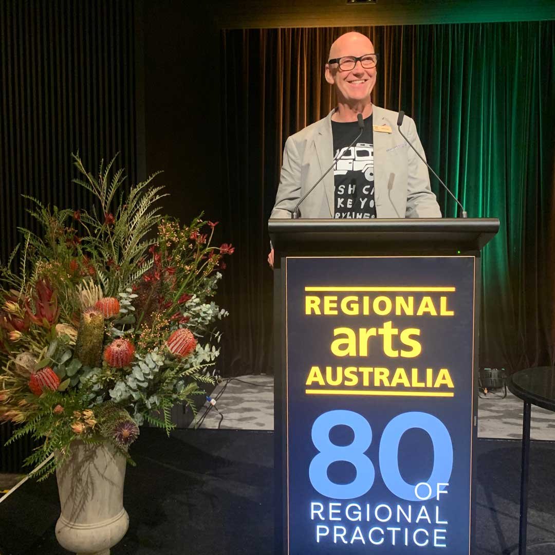 Speaking in Canberra at the 80th birthday dinner for Regional Arts Australia at Artlands 2023