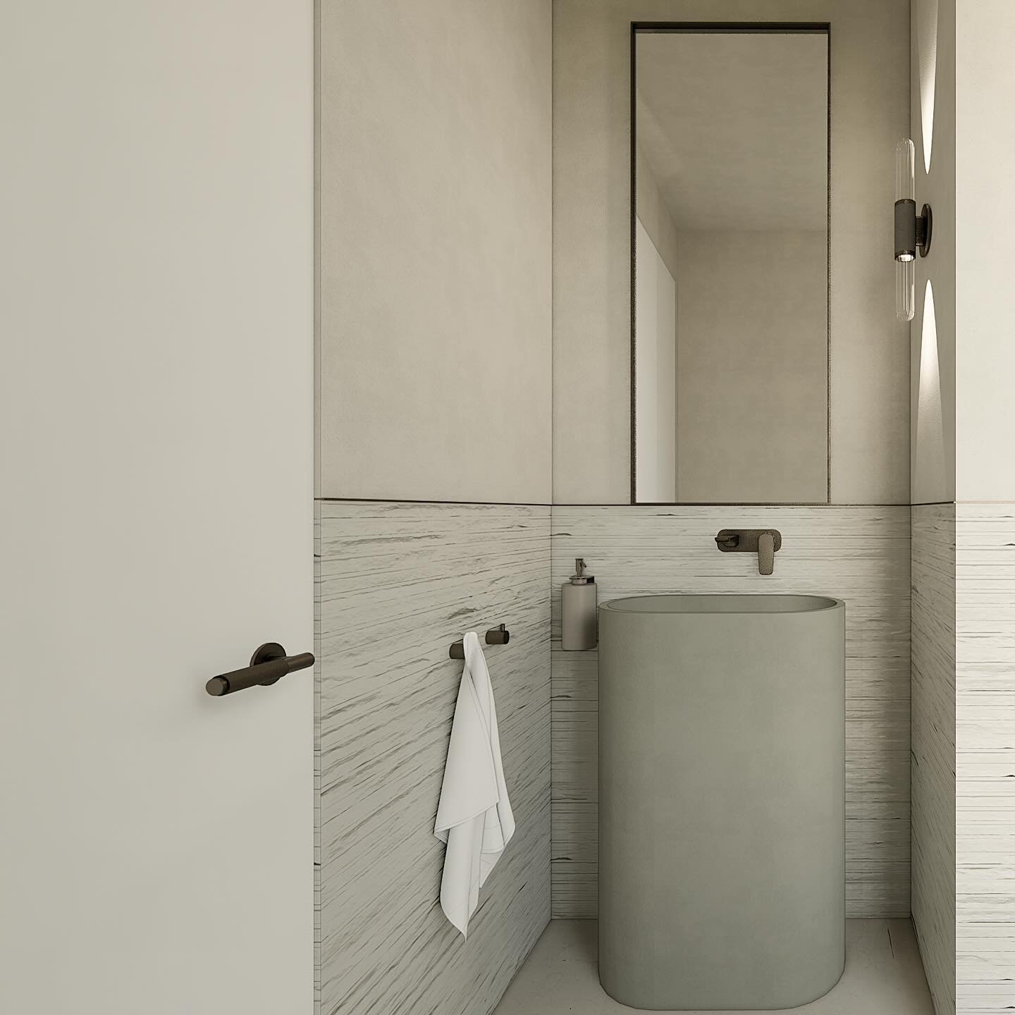 Tonal simplicity for the Powder Room at Picketts Valley. 

Interior design @unfolded_ / Build by @jshprojects 
Freestanding Basin @nood_co in Olive
Tapware @caromaaustralia / Col: Bronze 
Custom mirror in aged bronze 

#home #bizdev #residential #spa