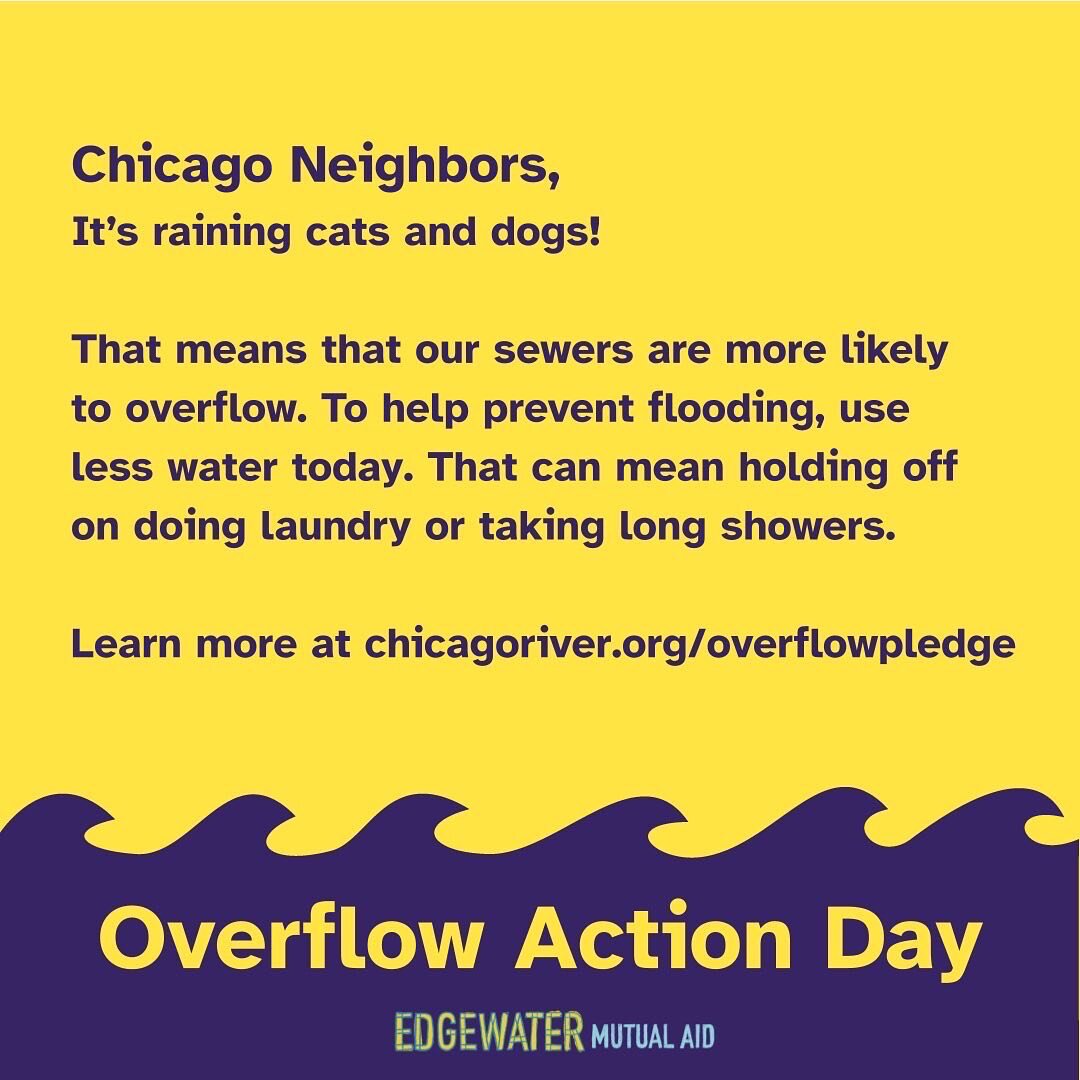 April 1 rain ☔️ means that the #OverflowAction is still in effect! Reduce your water consumption for the next few days. 

There's a flood warning in the area, which means the sewers are more likely to overflow. To help prevent contaminated water from