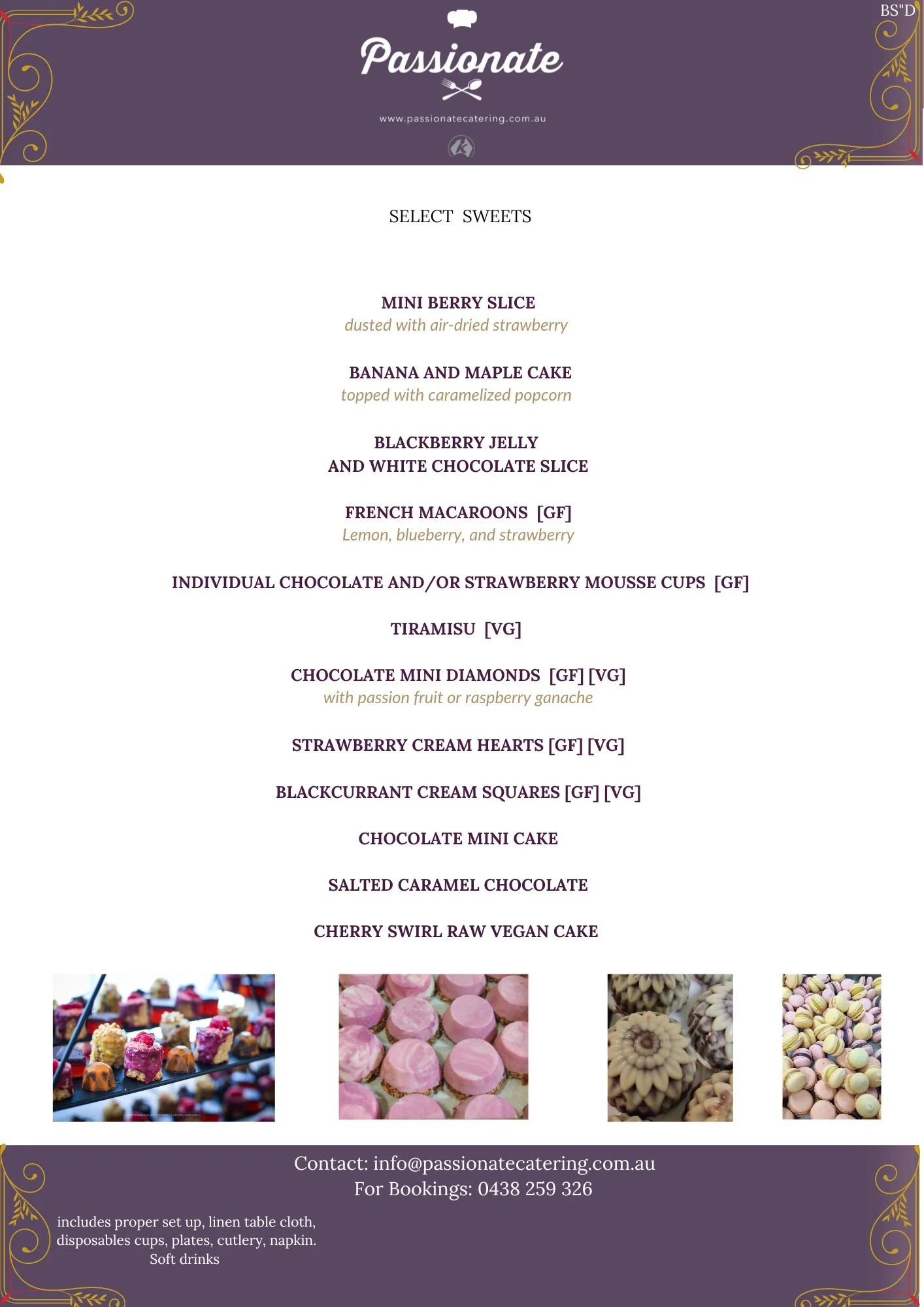 Menu 1 — Passionate Catering