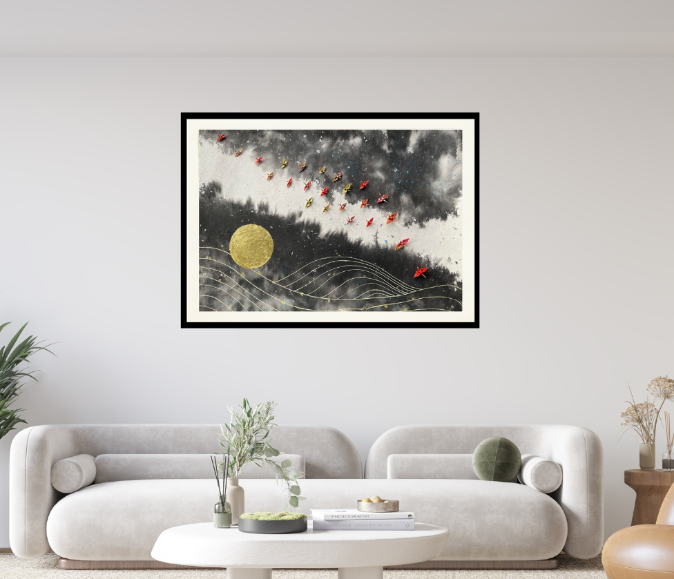 over the moon - origami feature art - marion nelson