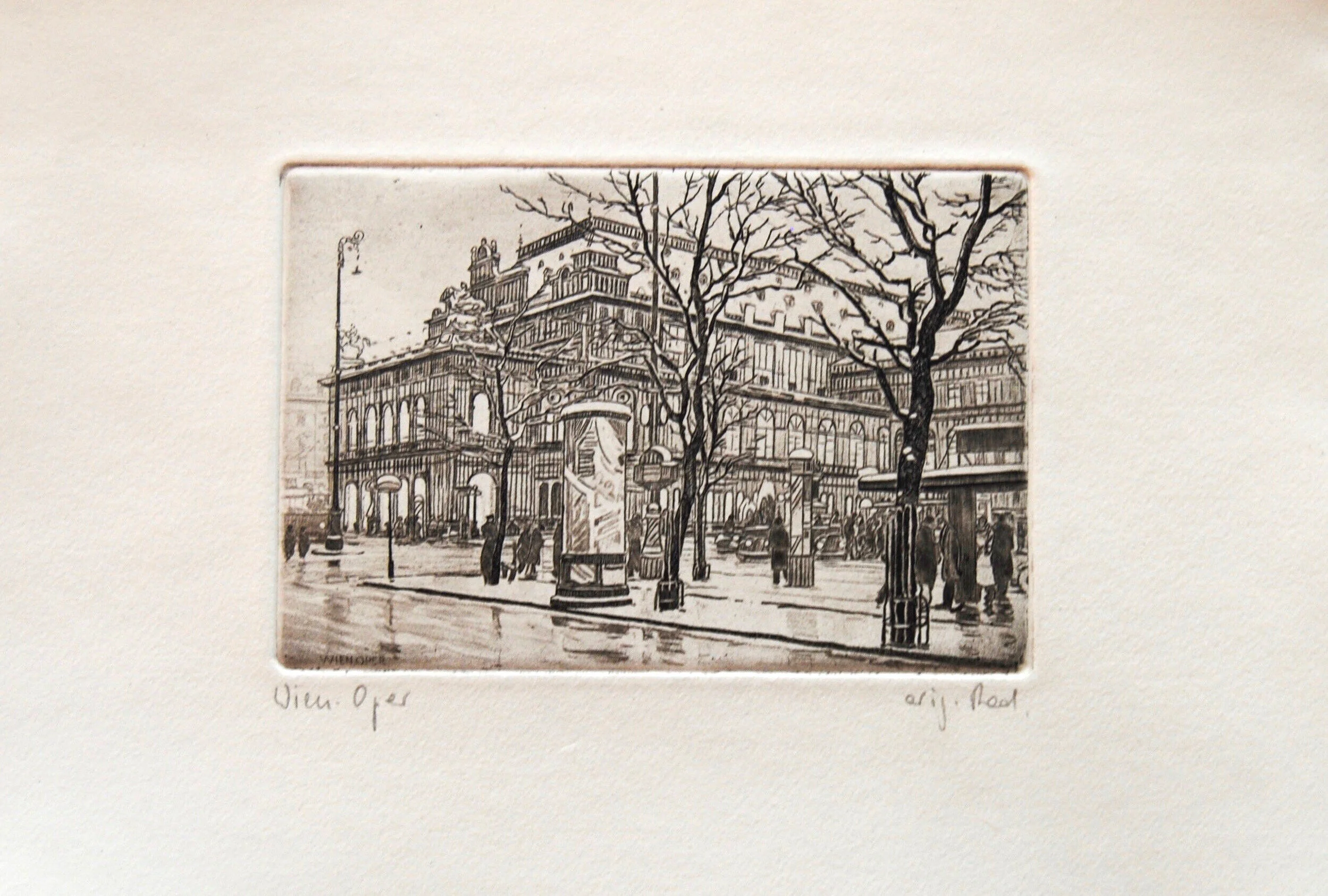 original Radierung Oper seitlich