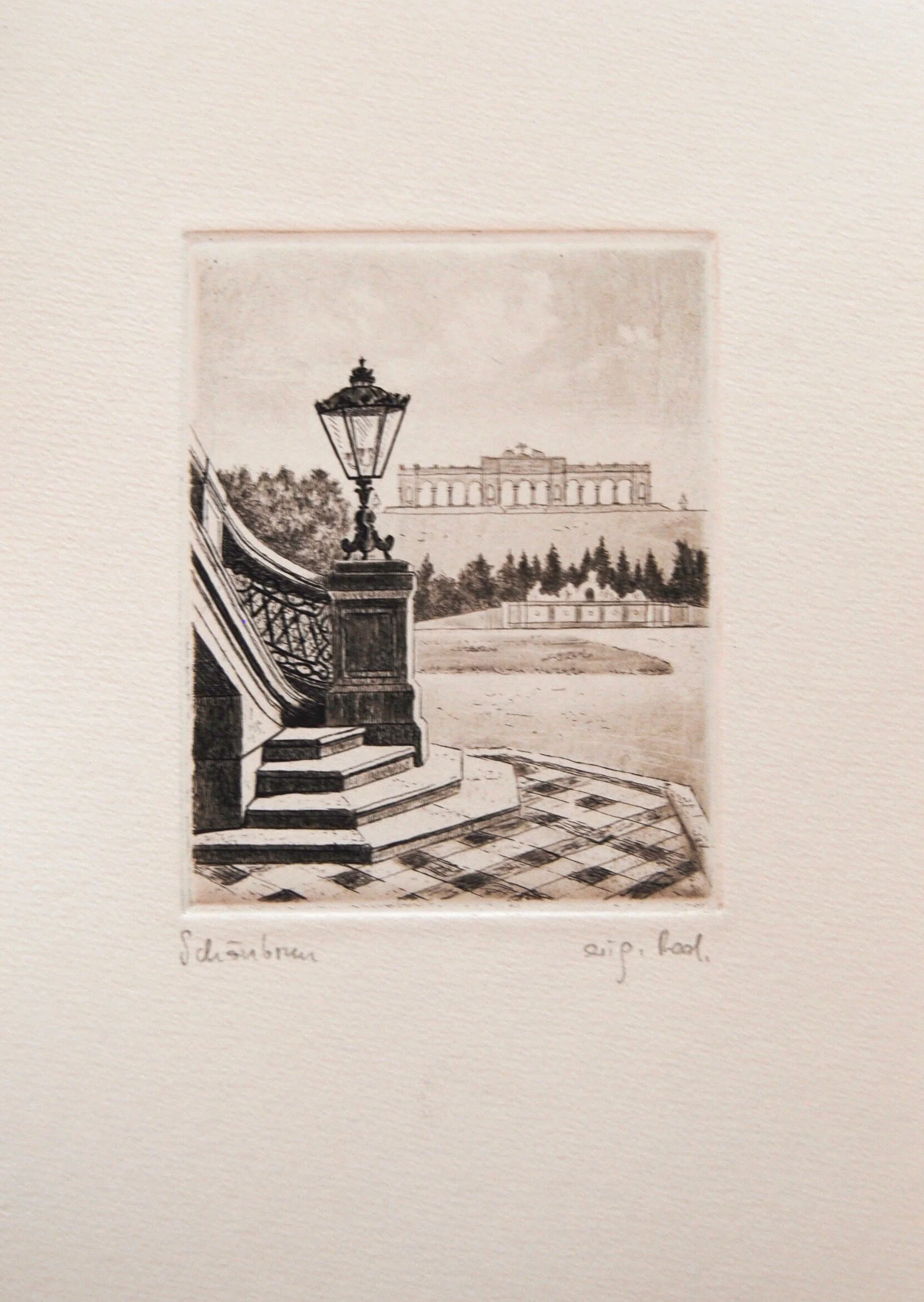 original Radierung Gloriette