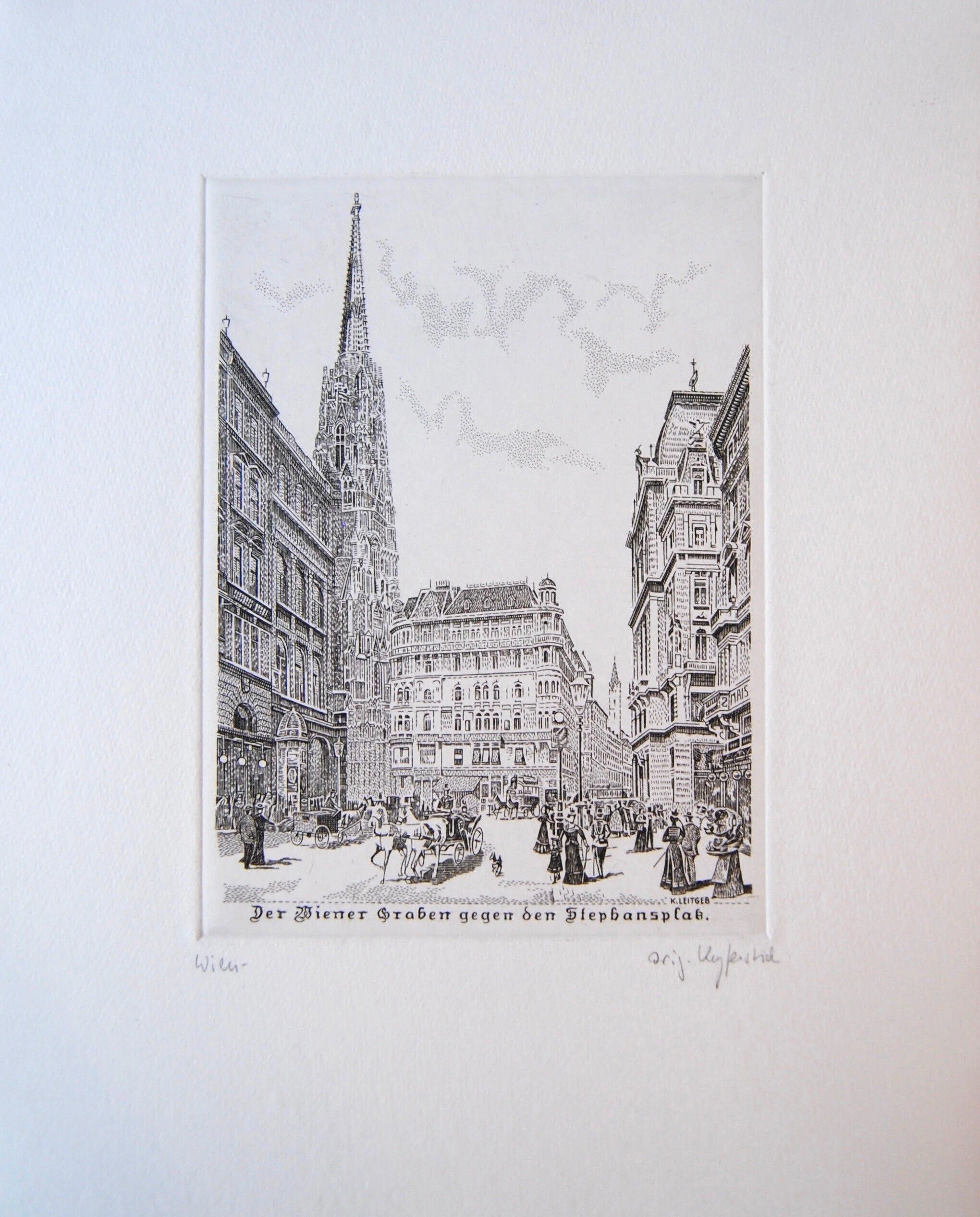 original Kupferstich Stephansdom - Graben klein