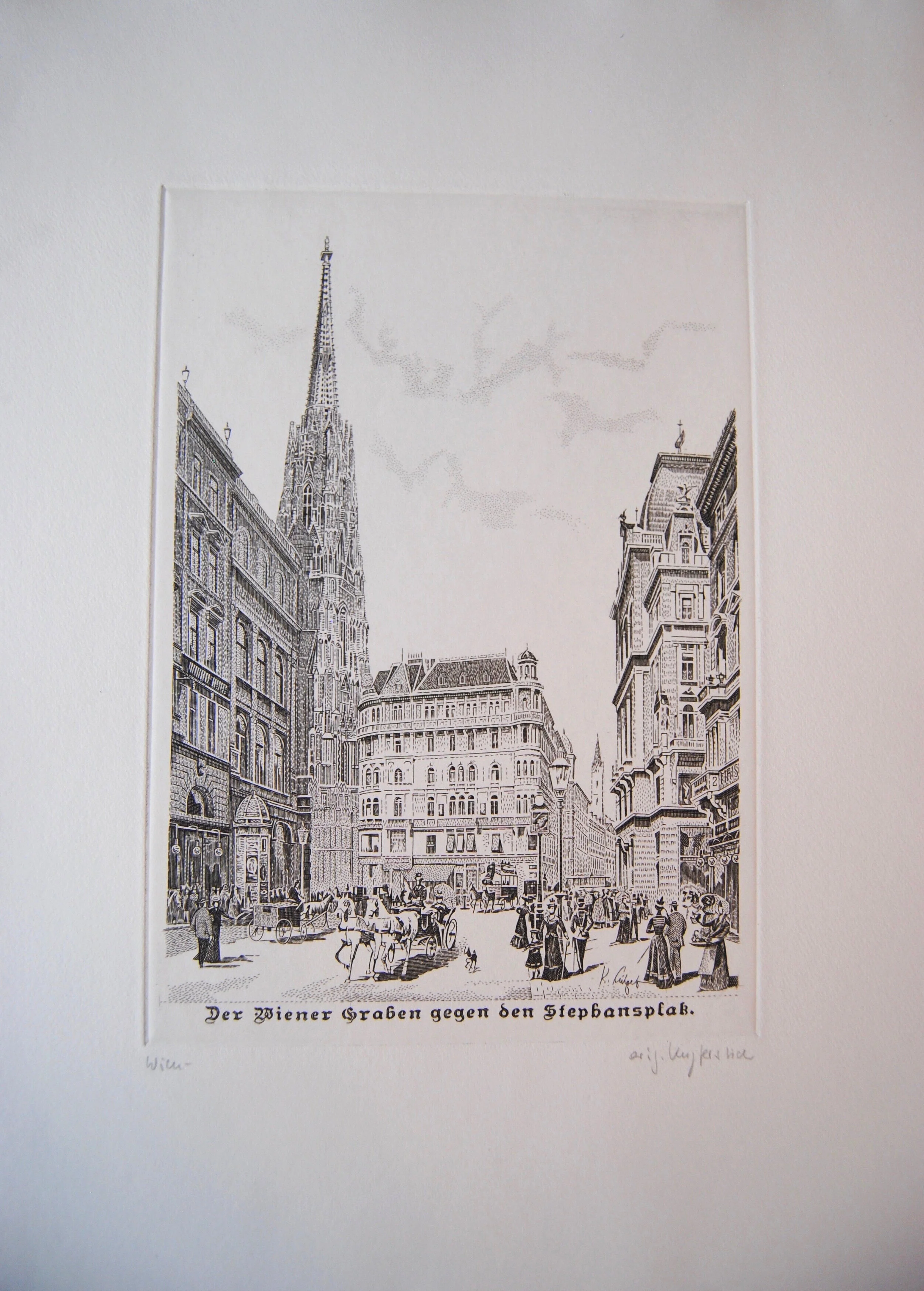 original Kupferstich Stephansdom - Graben groß