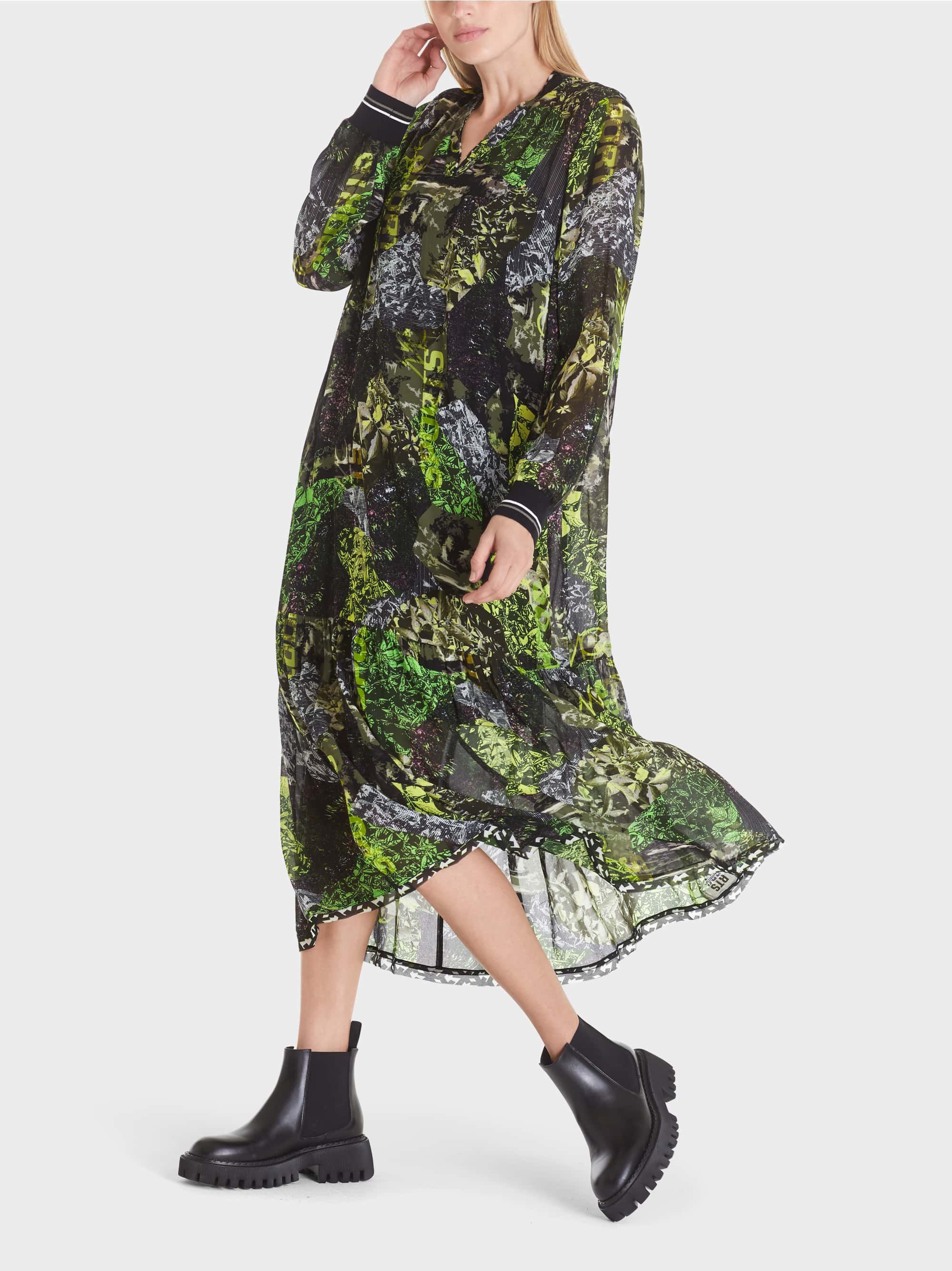 Marc Cain Sports Short Patterned Viscose Dress In Sage WS 21.04 W32 col. 509